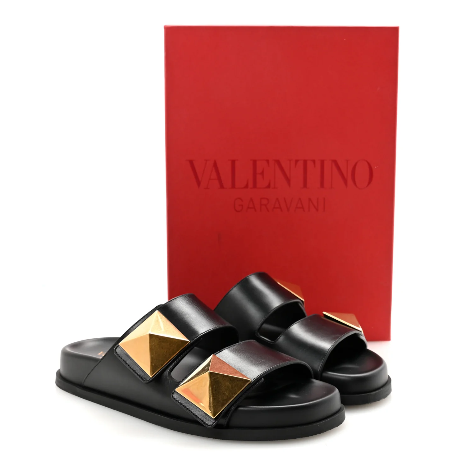 Nappa One Stud Slide Sandals 36.5 Black - Top Club