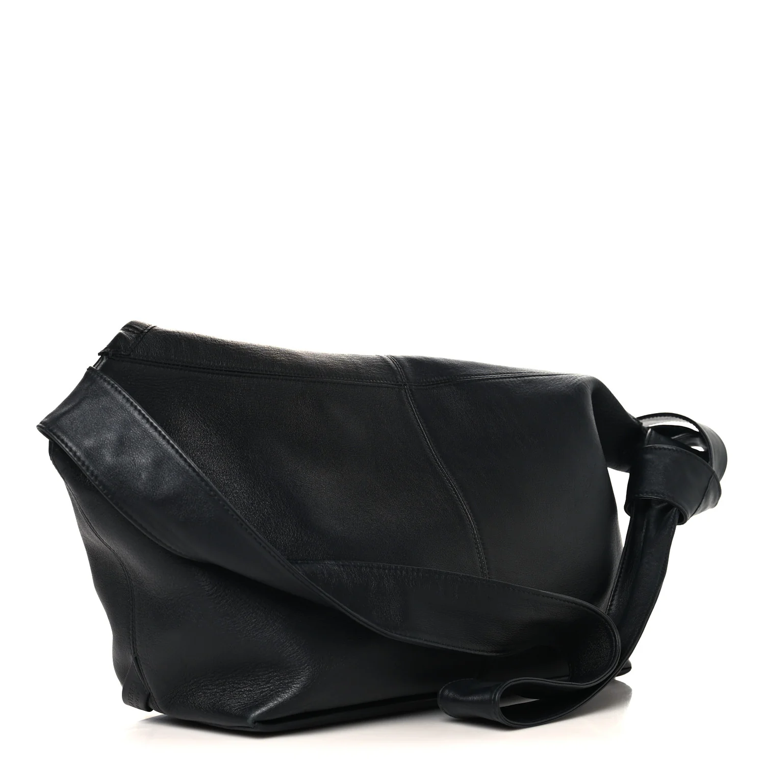 Silky Calfskin Medium Sawyer Messenger Bag Black - Top Club