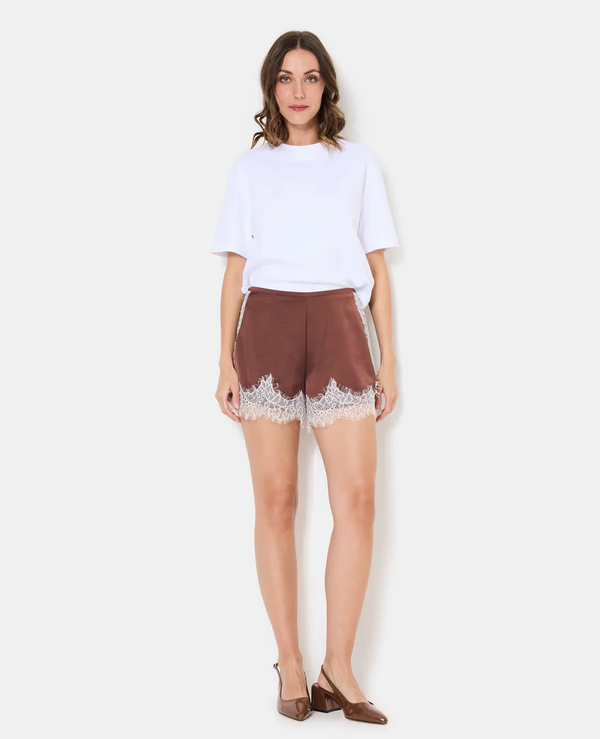 Pimkie Short en satin avec dentelle