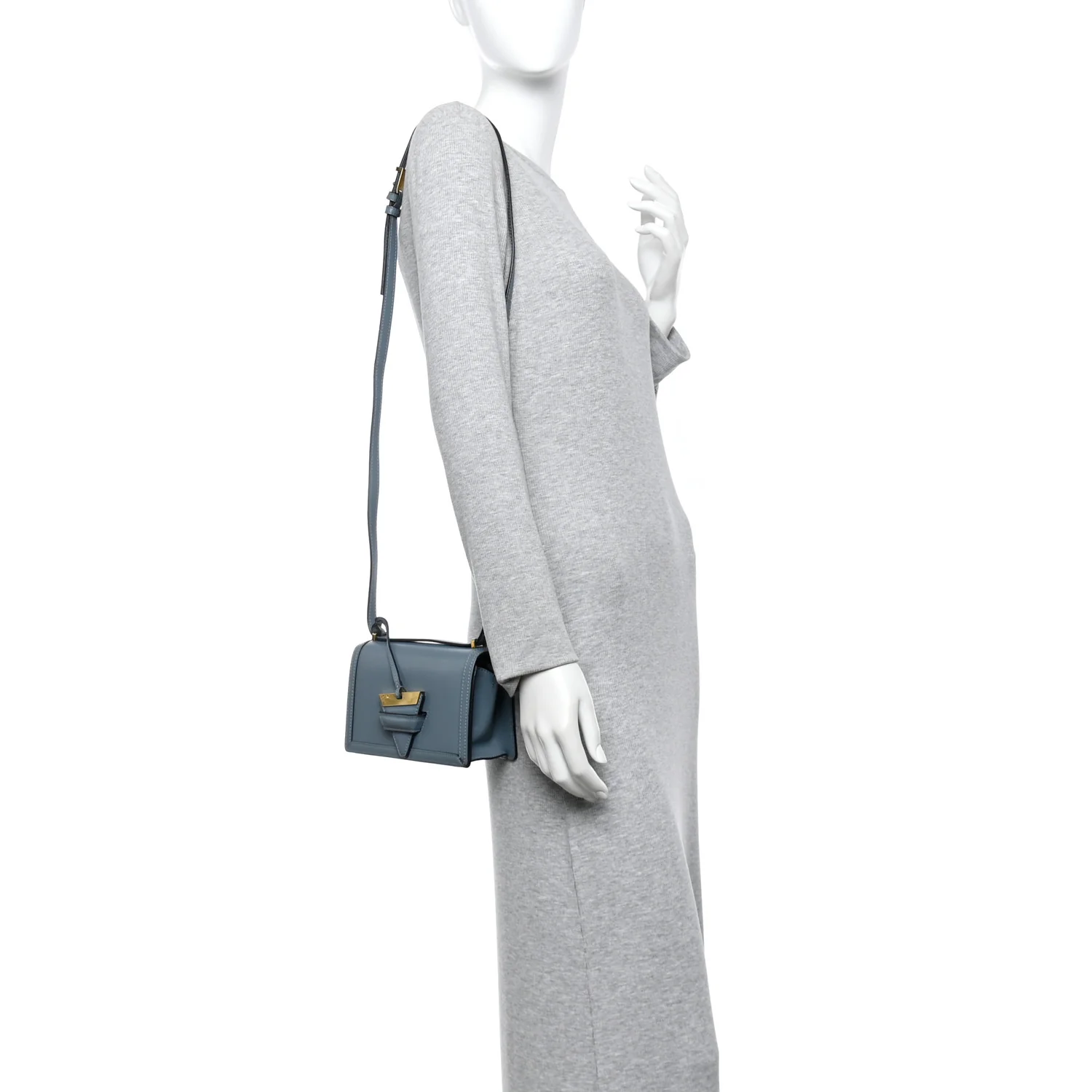 Calfskin Mini Barcelona Shoulder Bag Stone Blue