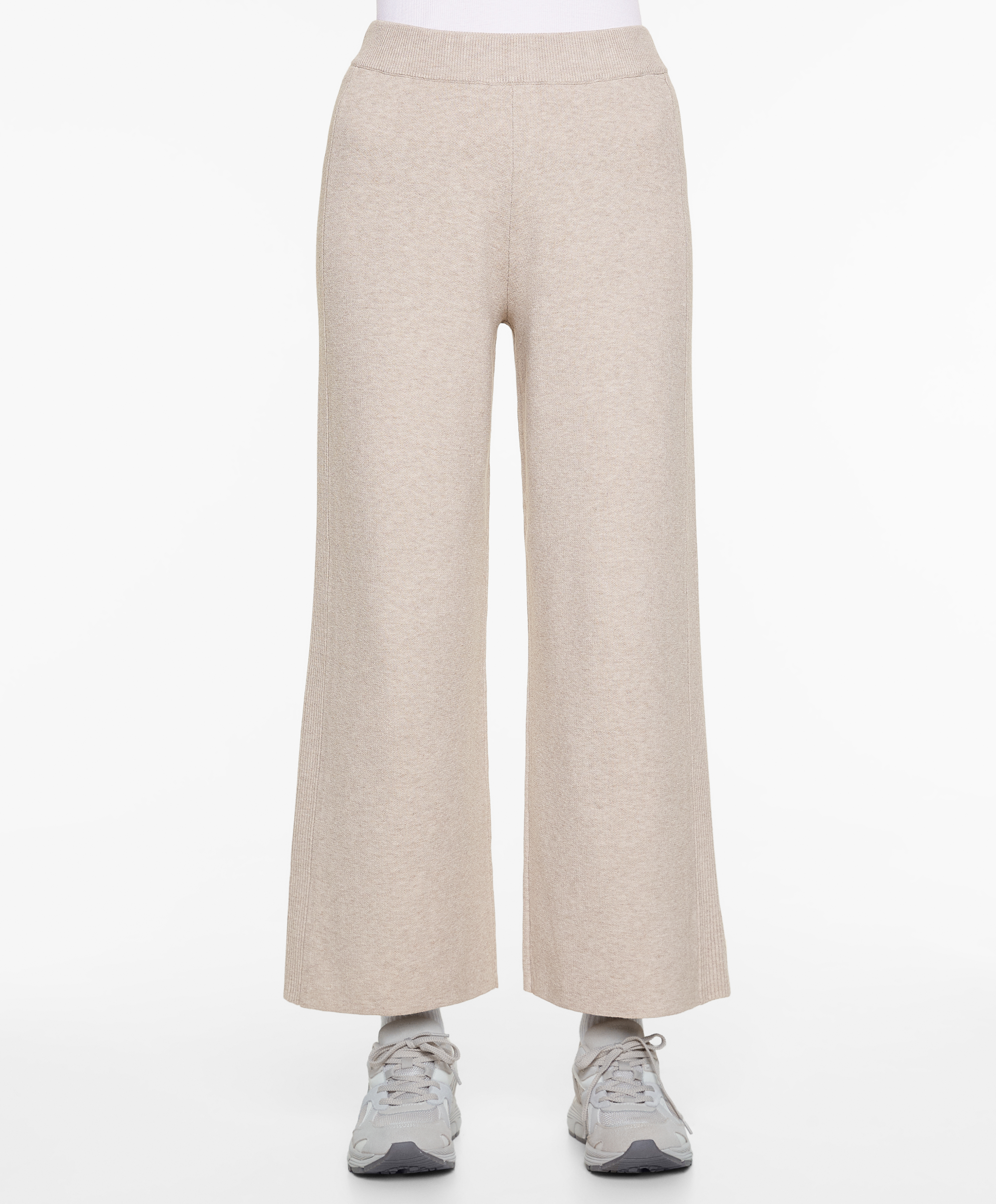OYSHO Side rib straight-leg knit trousers