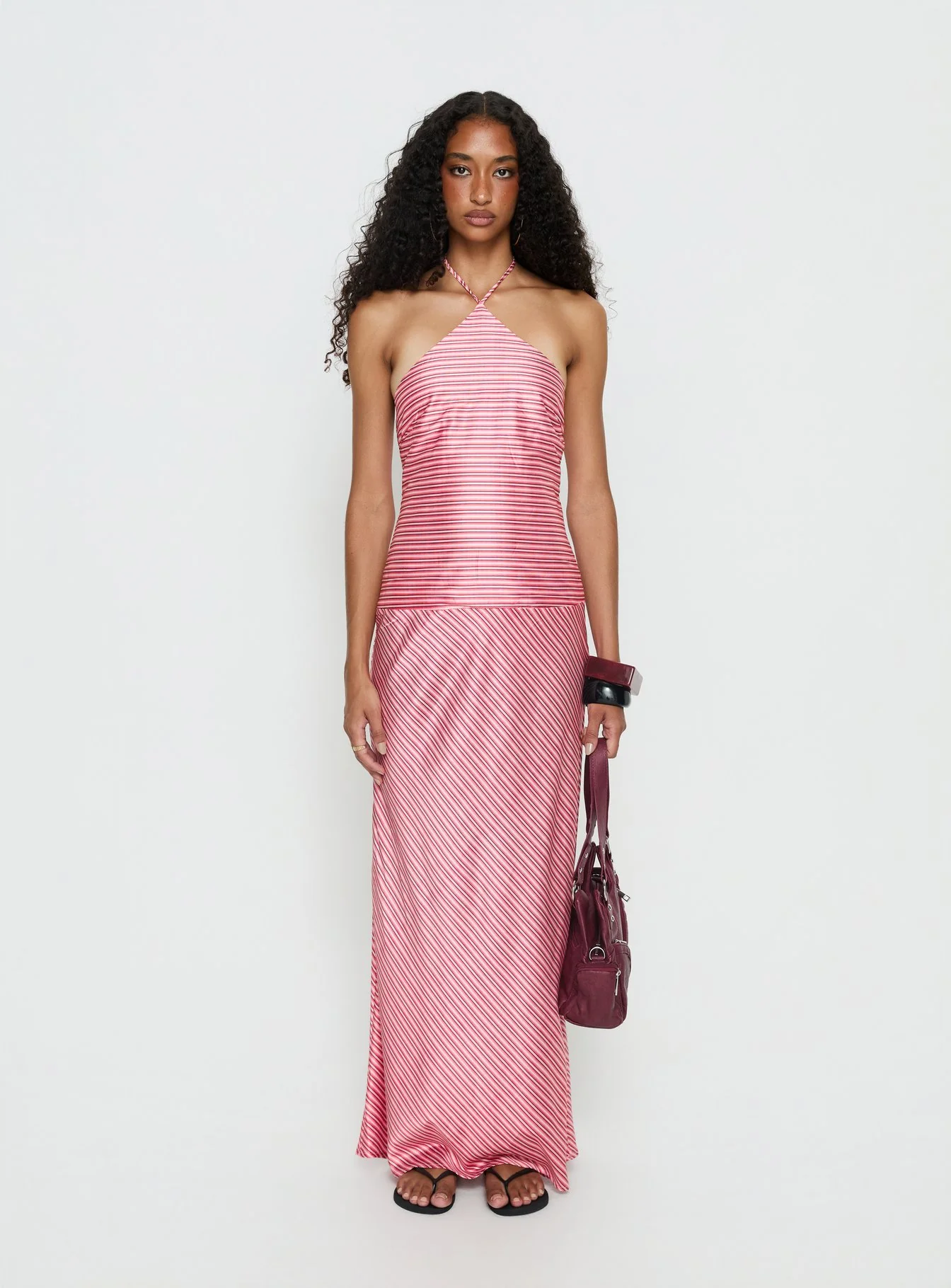 Bellamissimo Halter Maxi Dress Pink Stripe