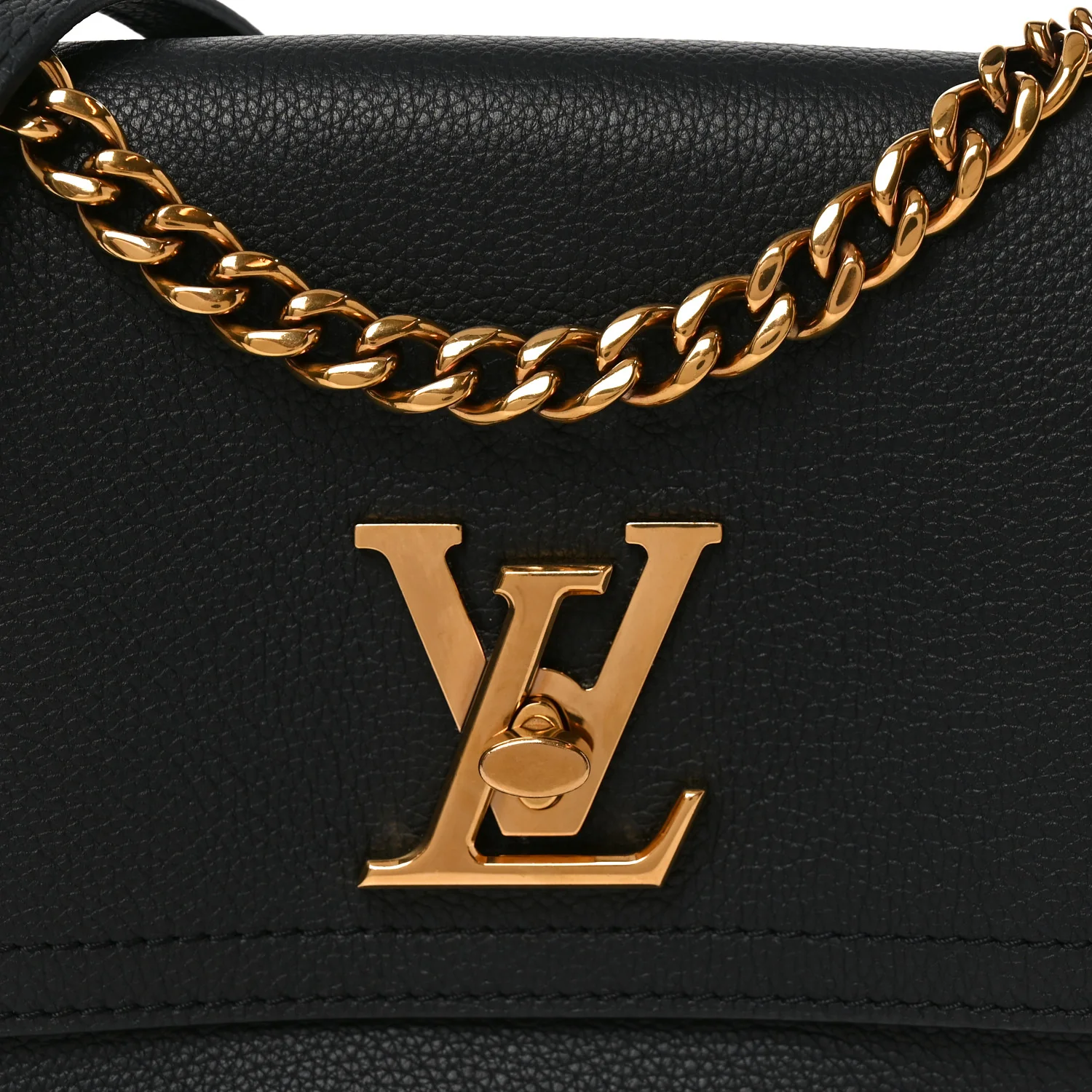 Grained Calfskin Lockme Chain Bag PM Black - Top Club