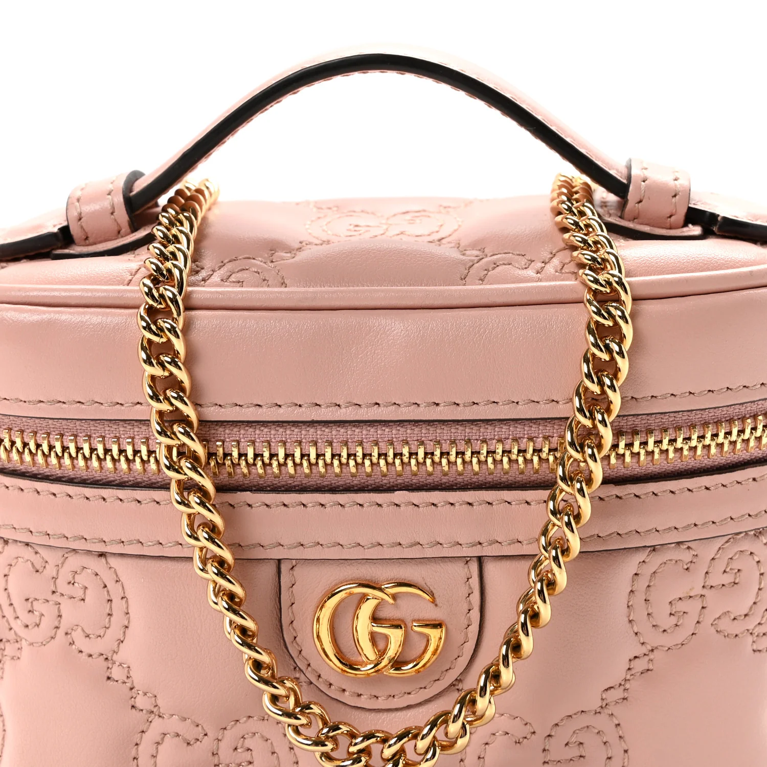 Calfskin GG Matelasse Mini Top Handle Bag Perfect Pink - Top Club