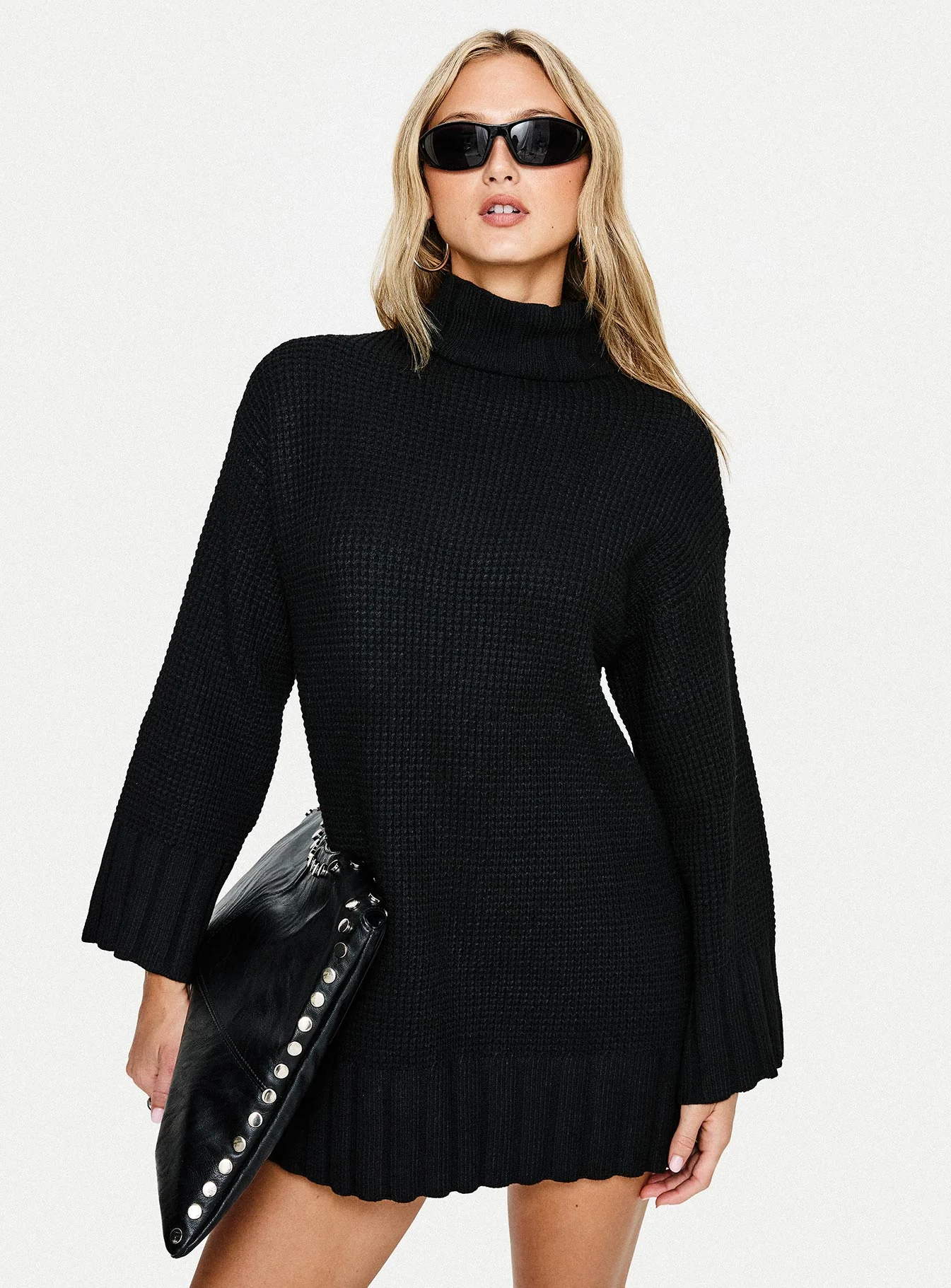 Tarin Long Sleeve Knit Mini Dress Black