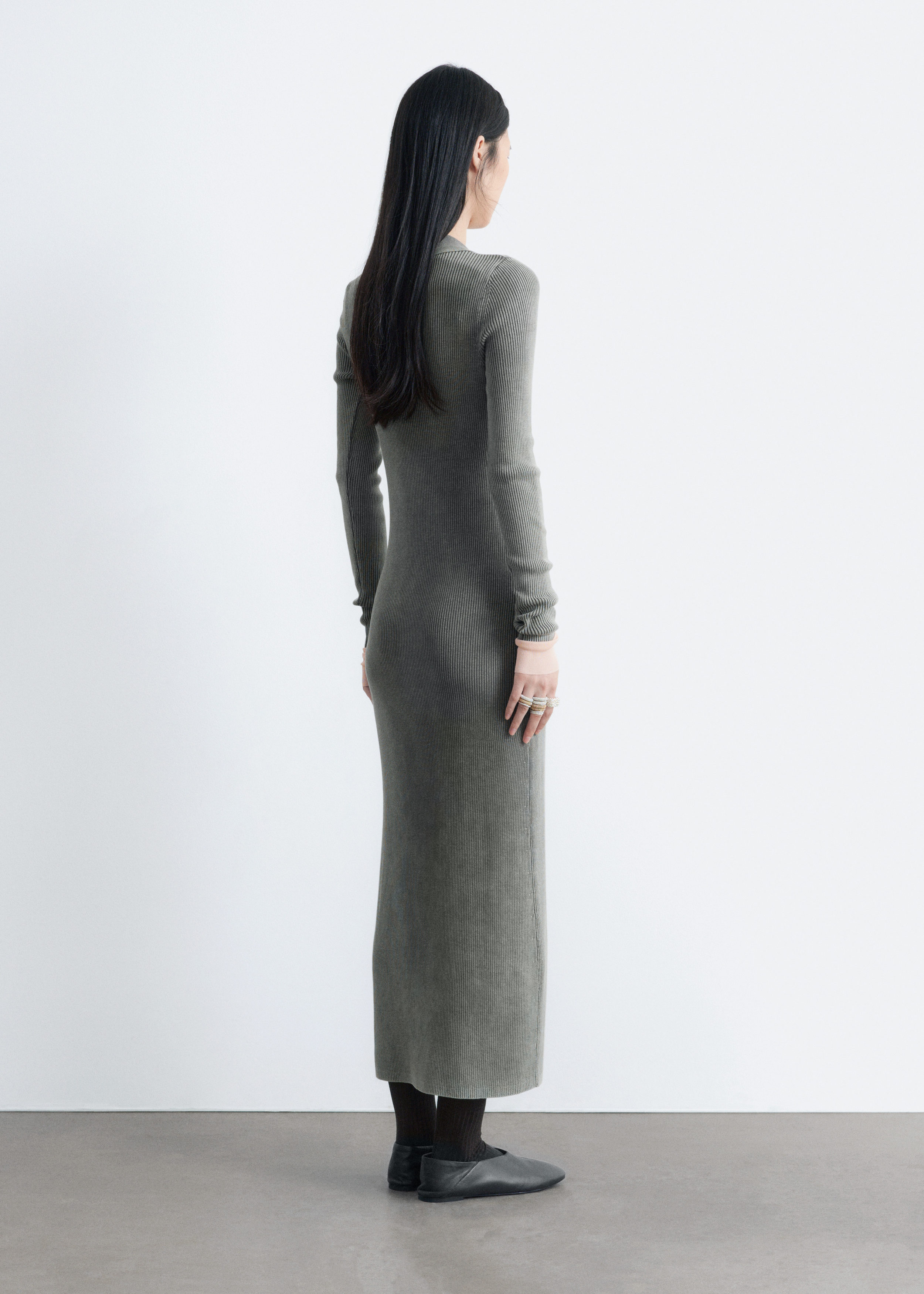 & Other Stories RIB-KNIT MIDI DRESS