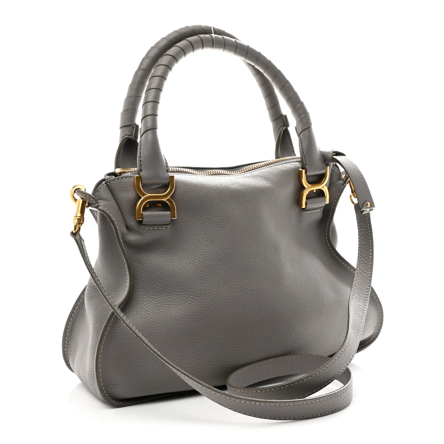 Calfskin Medium Marcie Satchel Cashmere Grey - Top Club