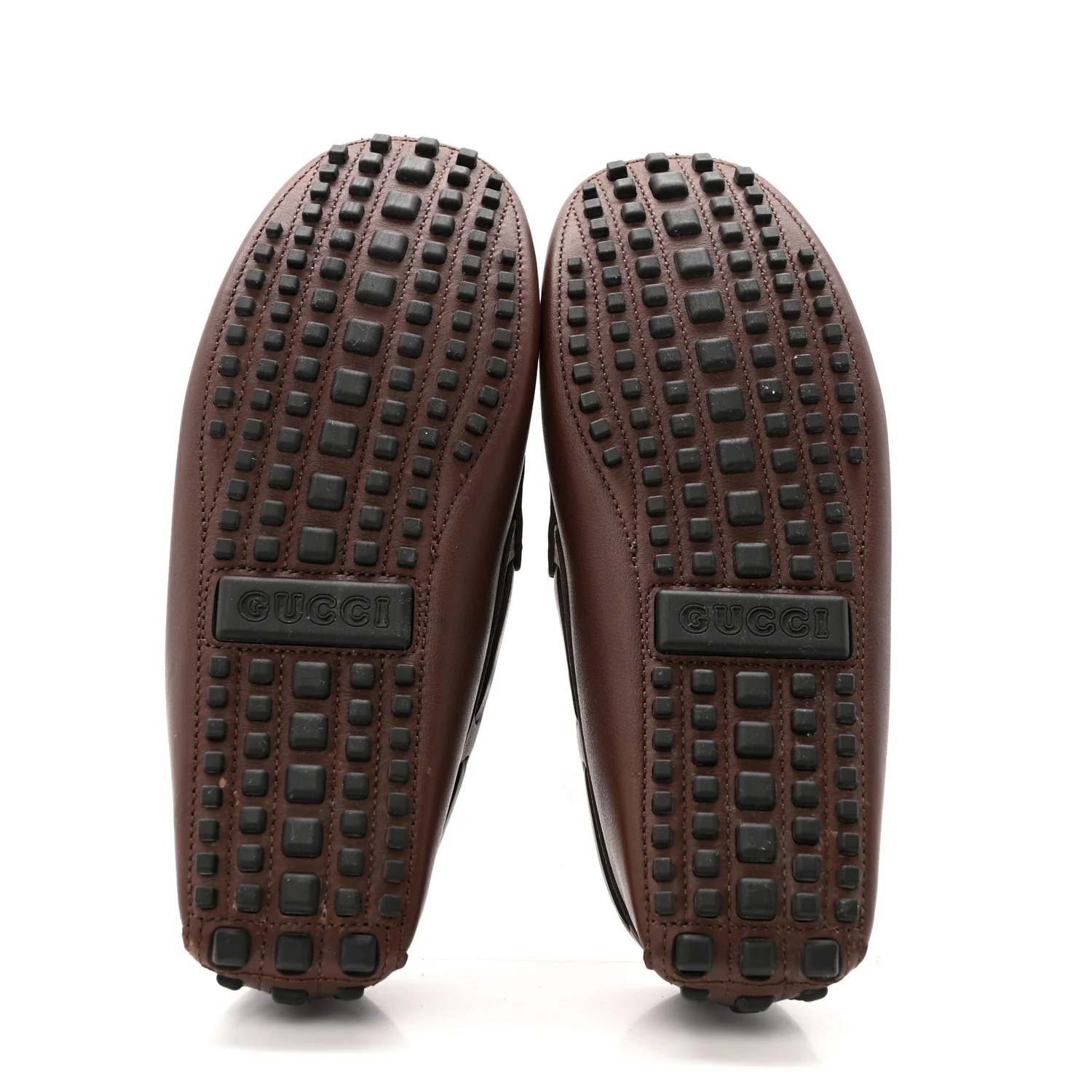 Calfskin Fringe Interlocking G Mens Driver Loafers 8 Brown - Top Club