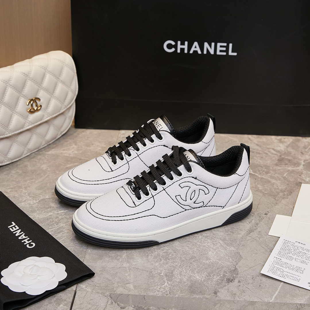 Chanel G46076 Women 24B Trainers Cotton  Black   White C91283 - Sneaker Replica Workshop