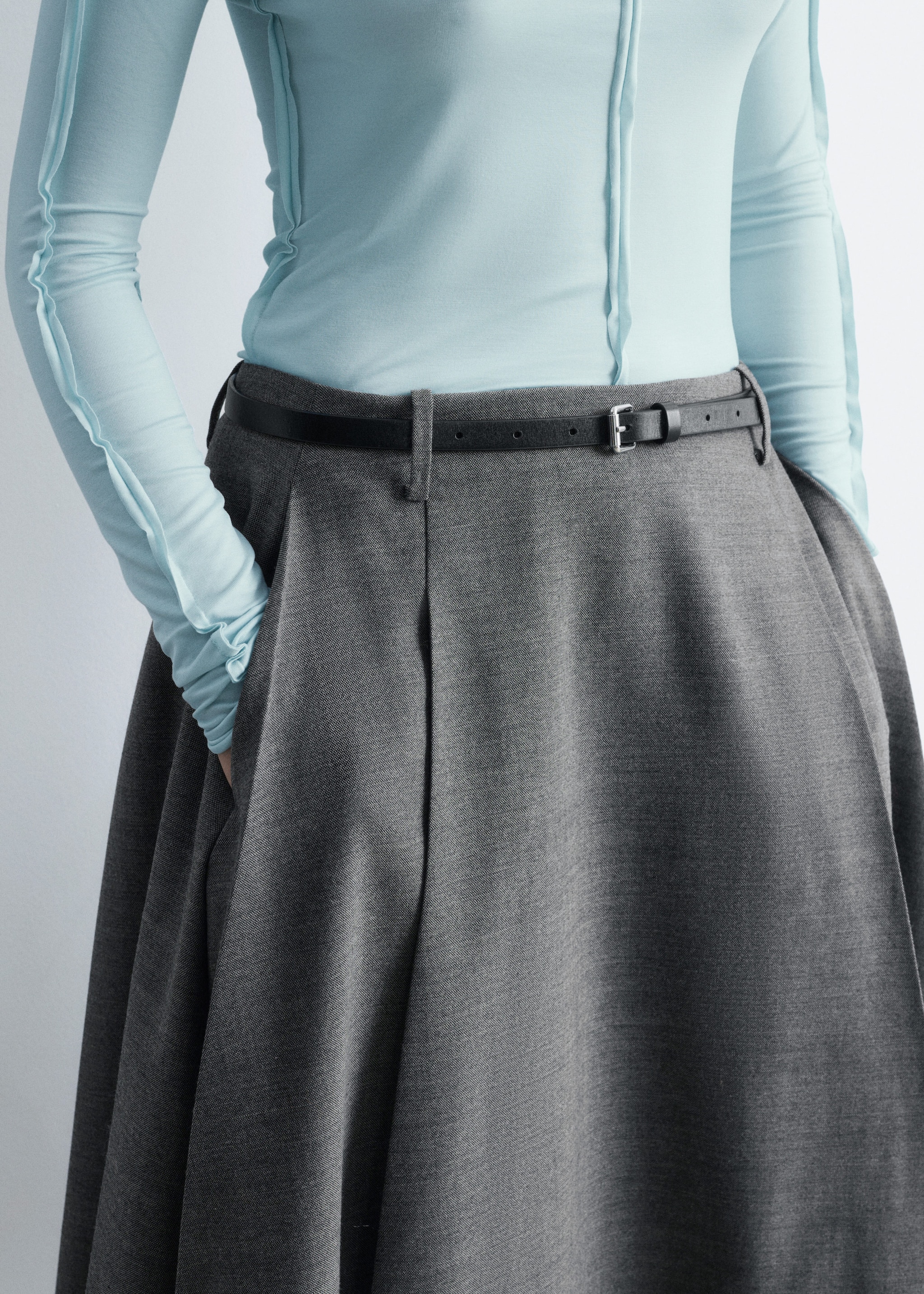 & Other Stories PLEATED WOOL MIDI SKIRT