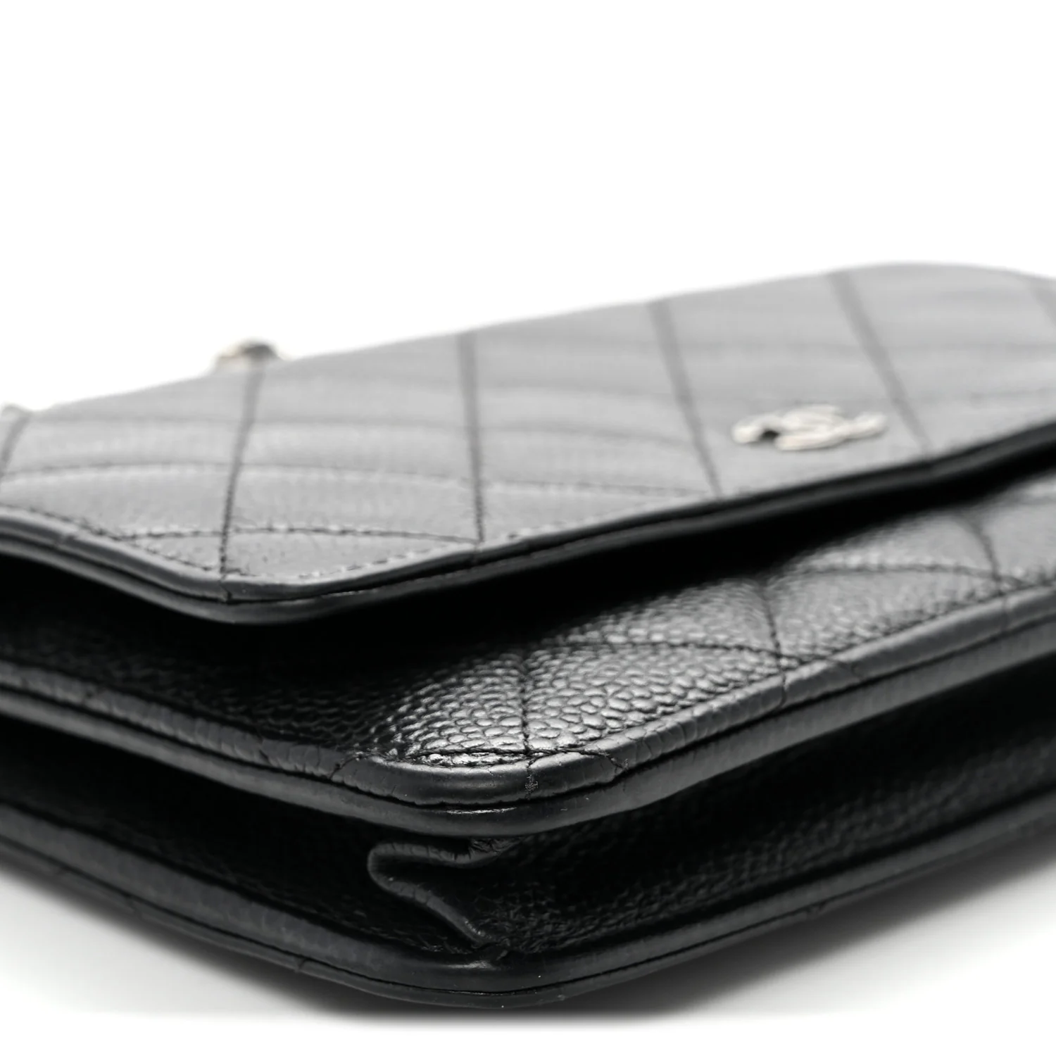Caviar Quilted Wallet On Chain WOC Black - Top Club