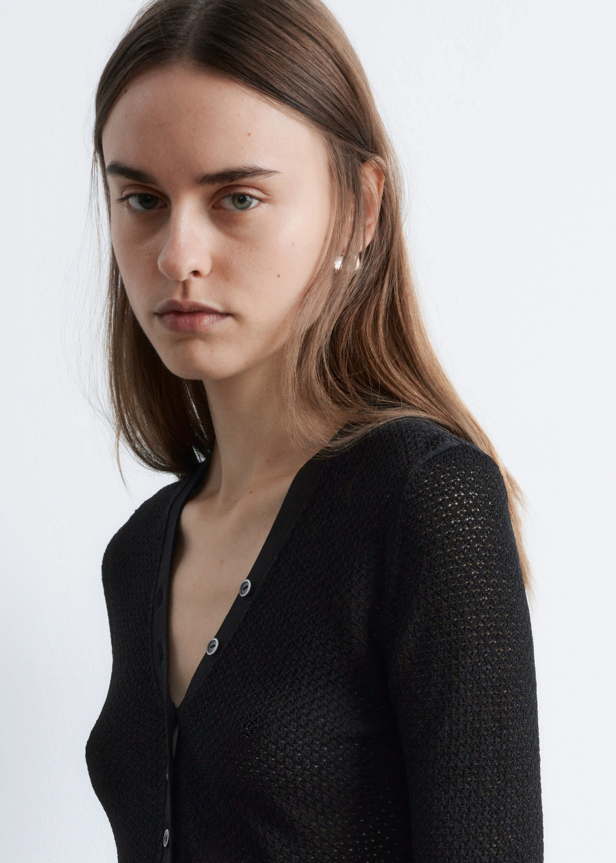 & Other Stories LONG-SLEEVE POINTELLE-KNIT BODYSUIT