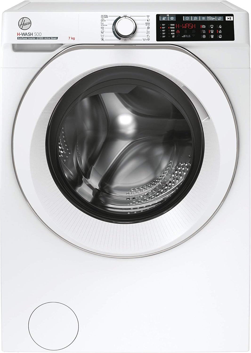 Hoover H-WASH 500 Lavatrice Slim 7 Kg, Libera Installazione, Carica Frontale, Classe A, 1300 Giri, Wi-Fi + BLE, Controllo da App hOn, Motore Eco Power Inverter, 60 x 45 x 85 cm, Bianca - HW4 37AMC/1-S