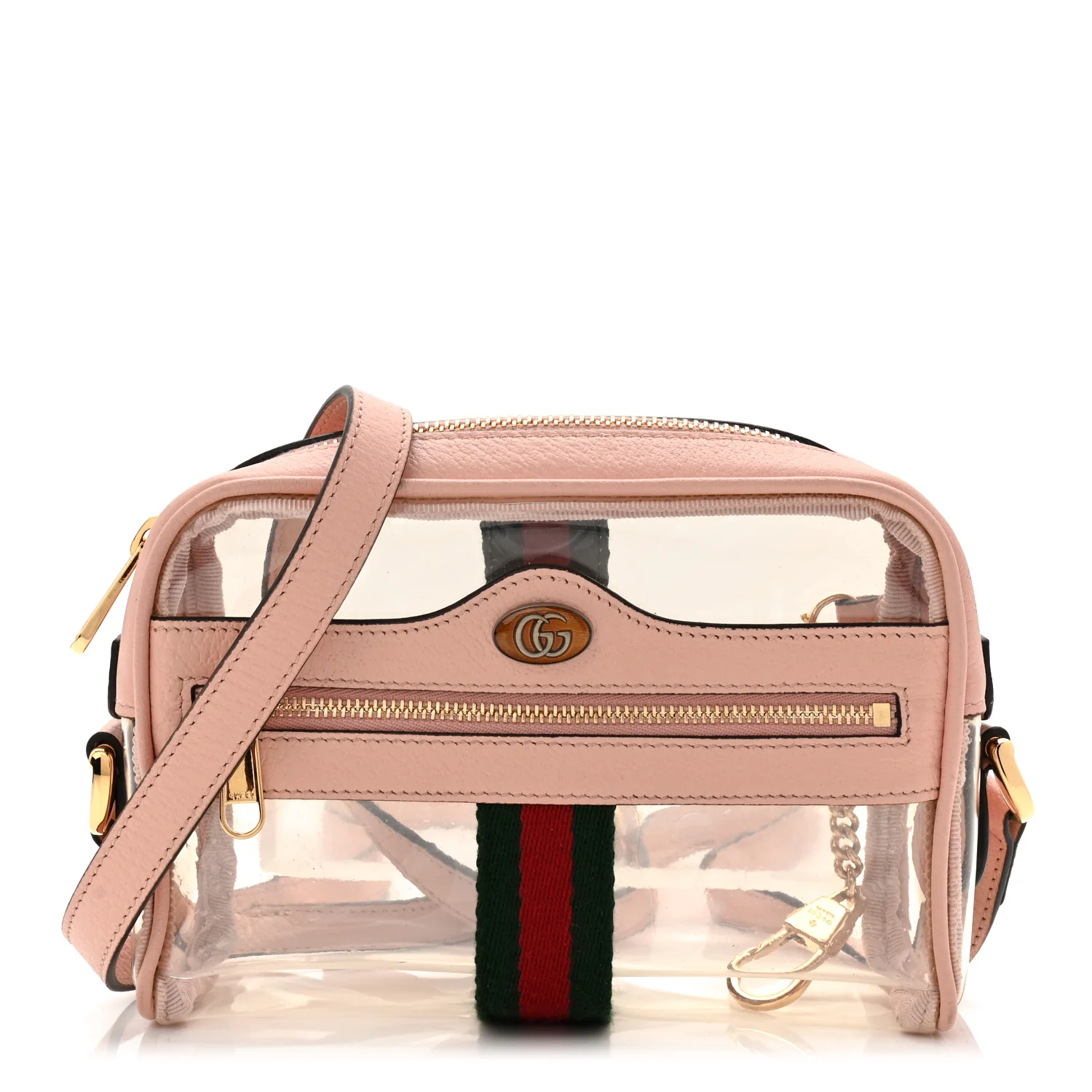 Vinyl Web Mini Ophidia Transparent Shoulder Bag Perfect Pink - Top Club