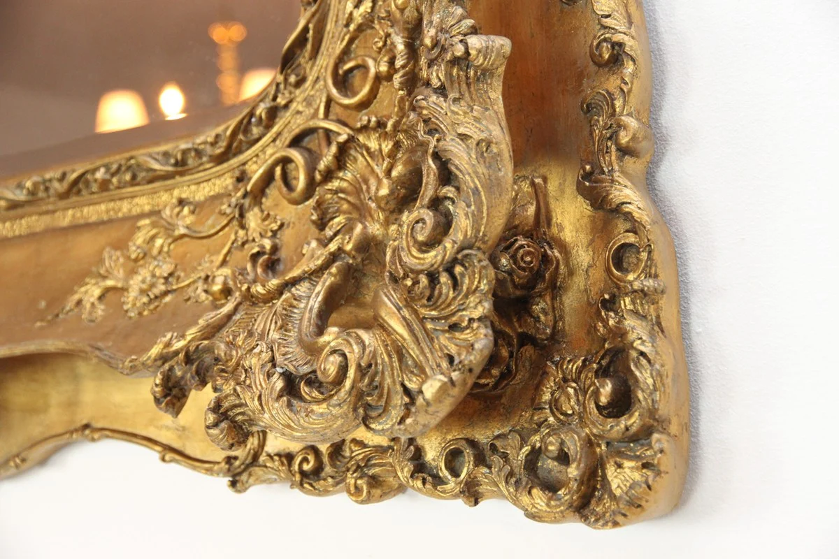 Baroque mirror gold antique style with double frame - 120 x 105 cm - noble & magnificent wall mirror