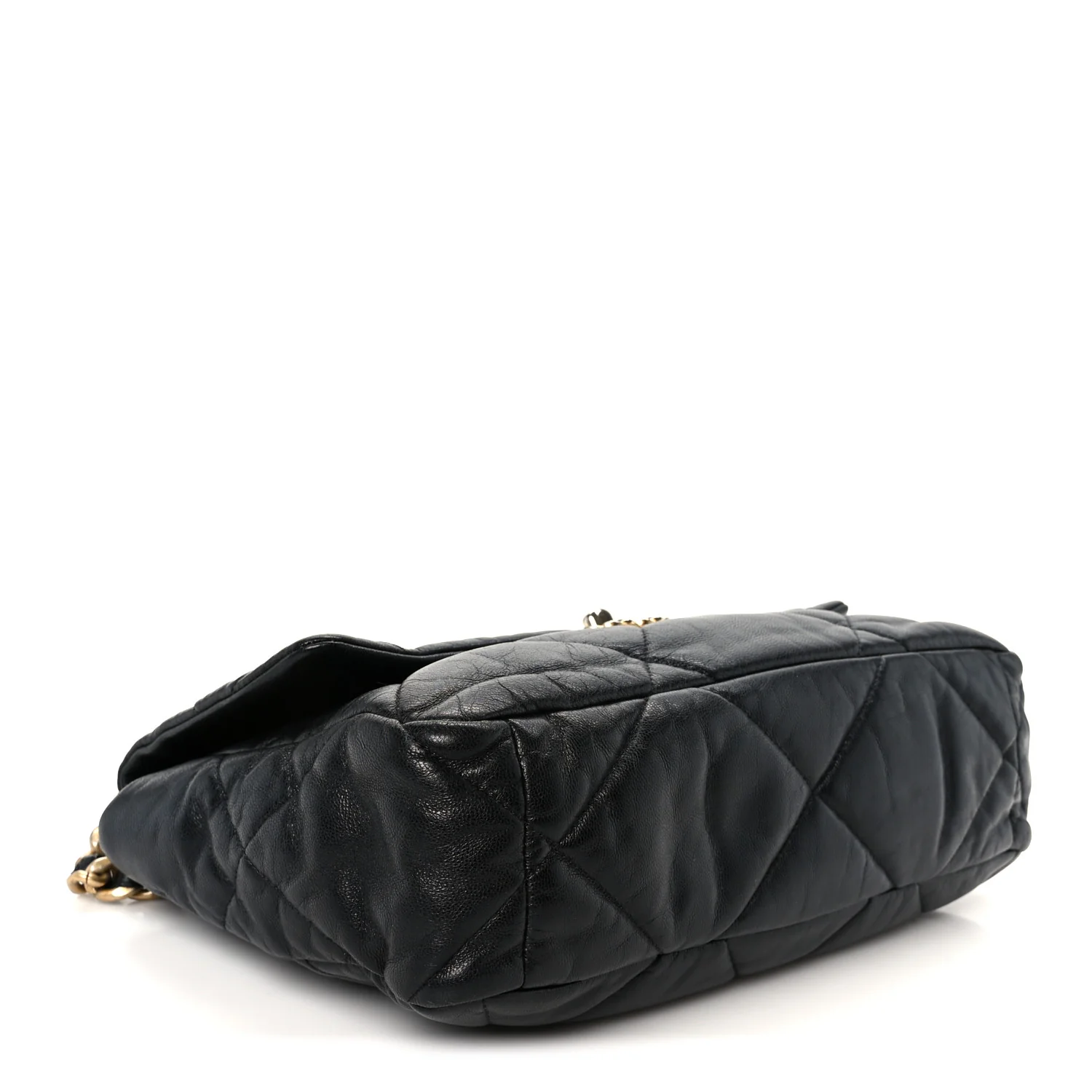 Shiny Goatskin Quilted Large Chanel 19 Flap Black - Top Club
