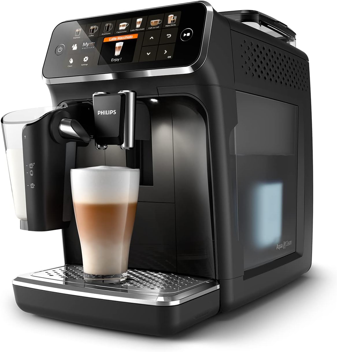 Domestic Appliances 5400 Series Macchina da Caffè Automatica - Montalatte LatteGo, 12 Bevande, Display Intuitivo, 4 Profili Utente, Nero (EP5441/50)