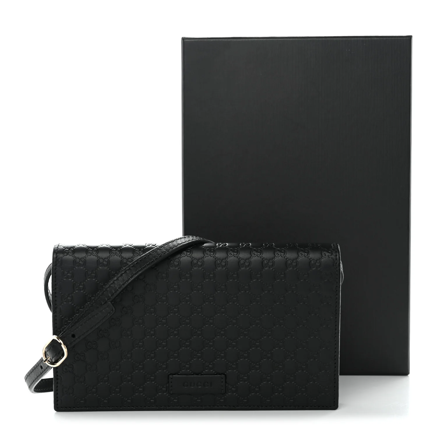 Soft Microguccissima Crossbody Wallet Black - Top Club