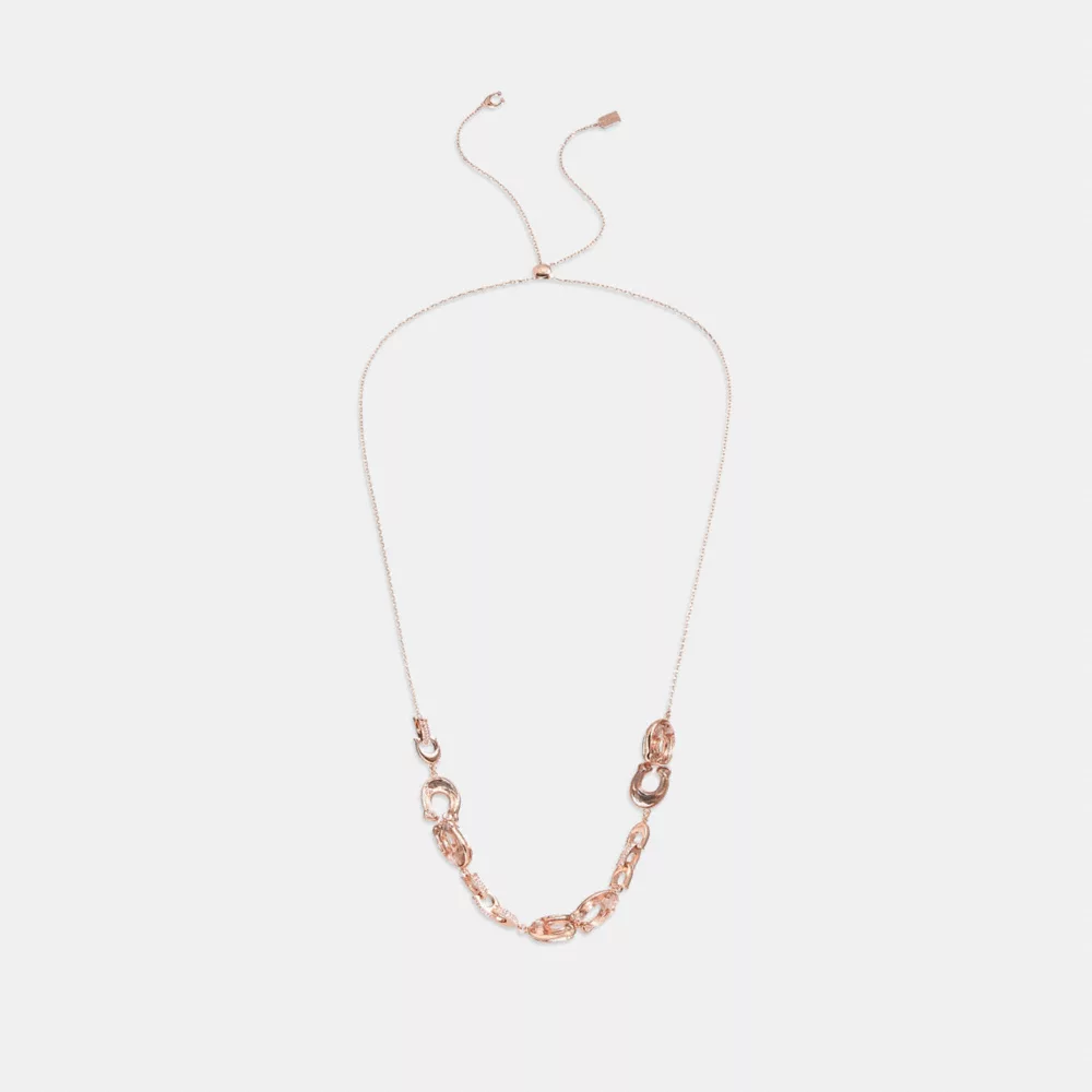 COACH Coach Faceted Crystal Signature Link Slider Necklace