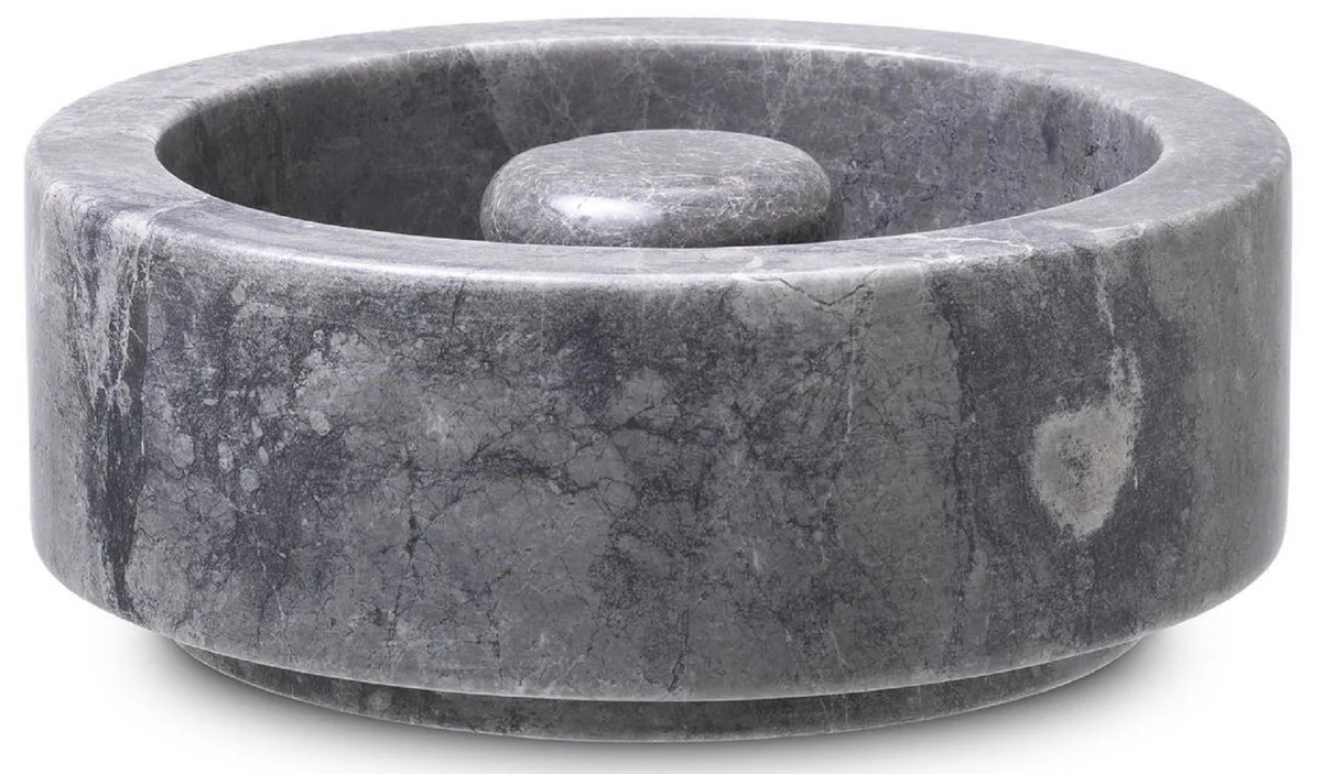Luxury ashtray gray Ø 20 x H. 7.5 cm - Round marble ashtray - Decorative accessories - Luxury quality