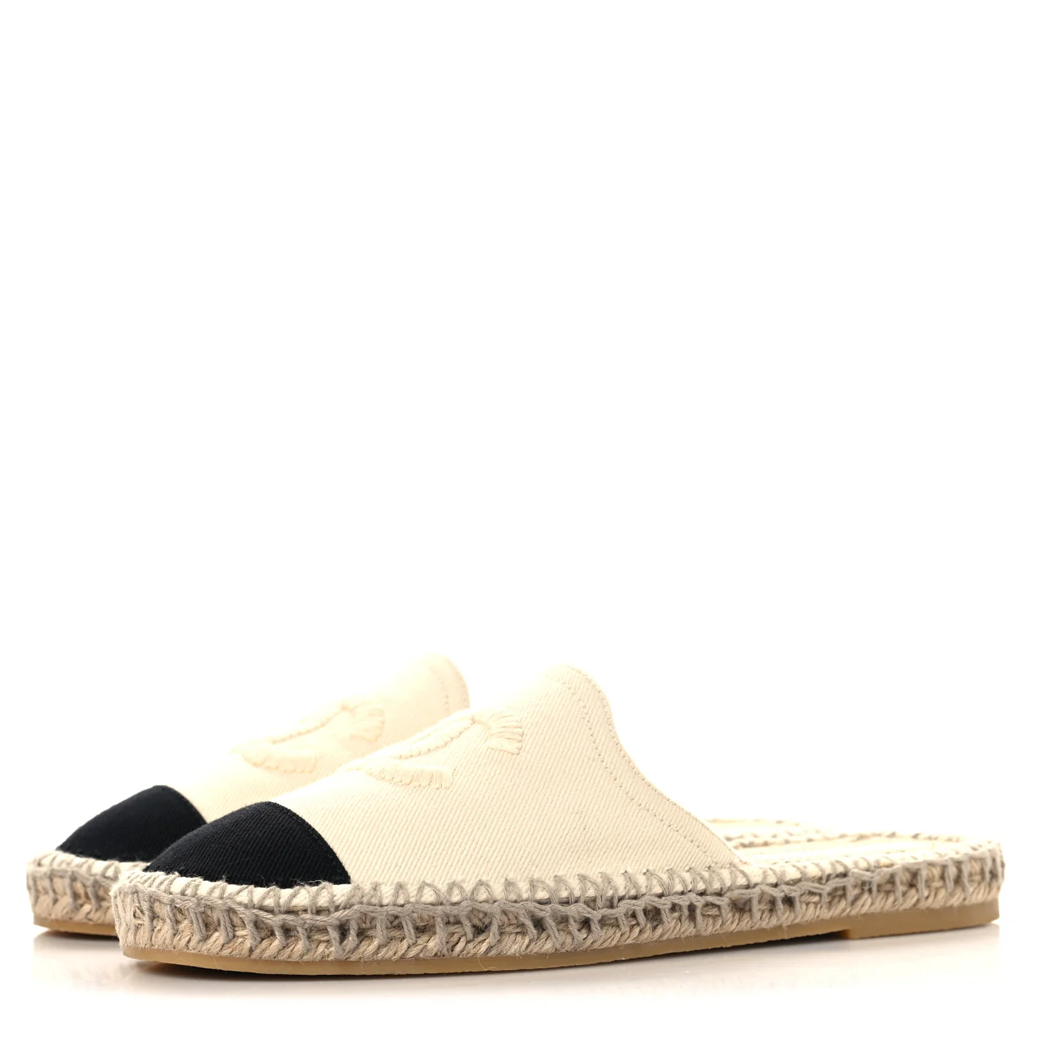 Denim CC Espadrille Mules 38  White Black - Top Club