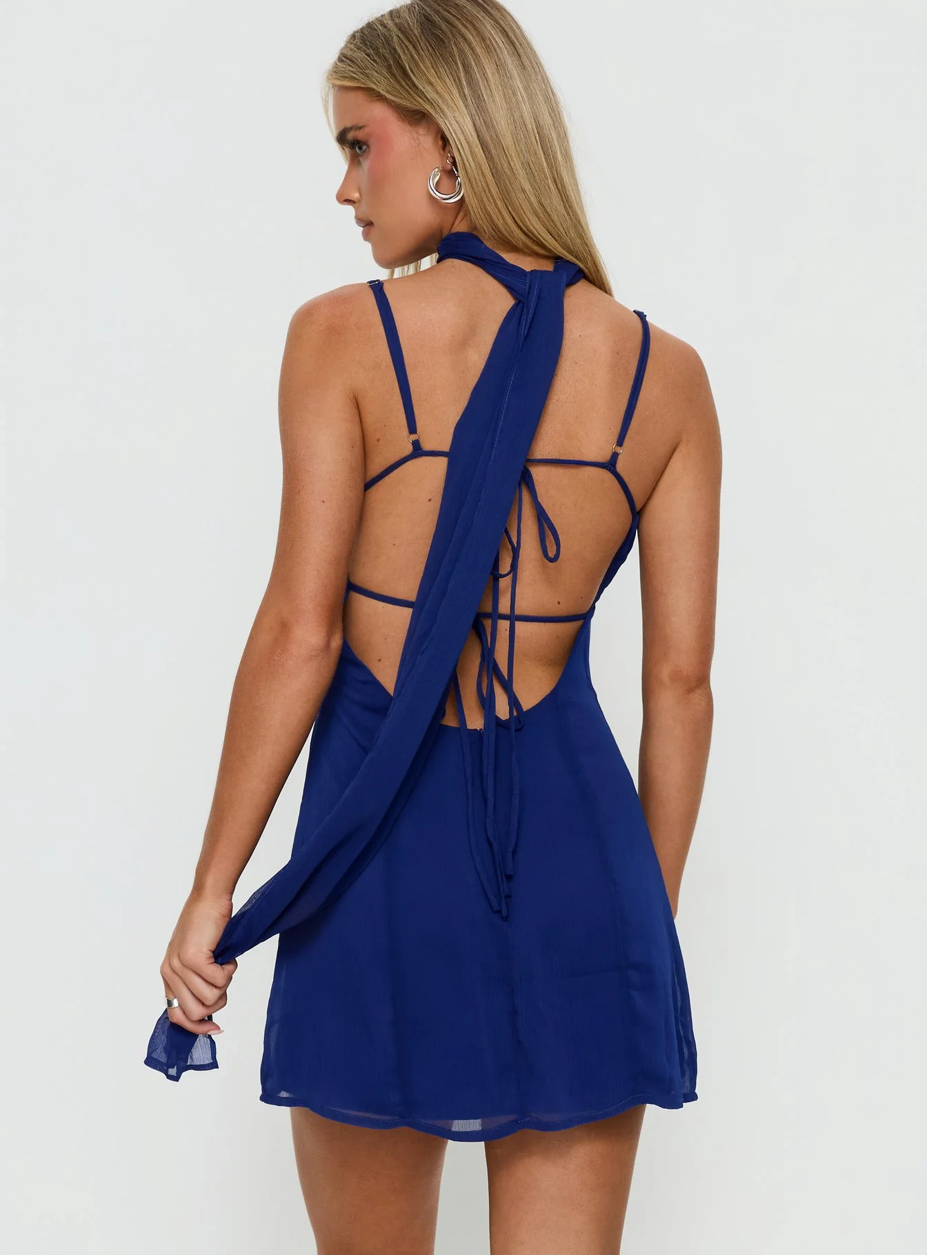 Jadira Scarf Mini Dress Navy