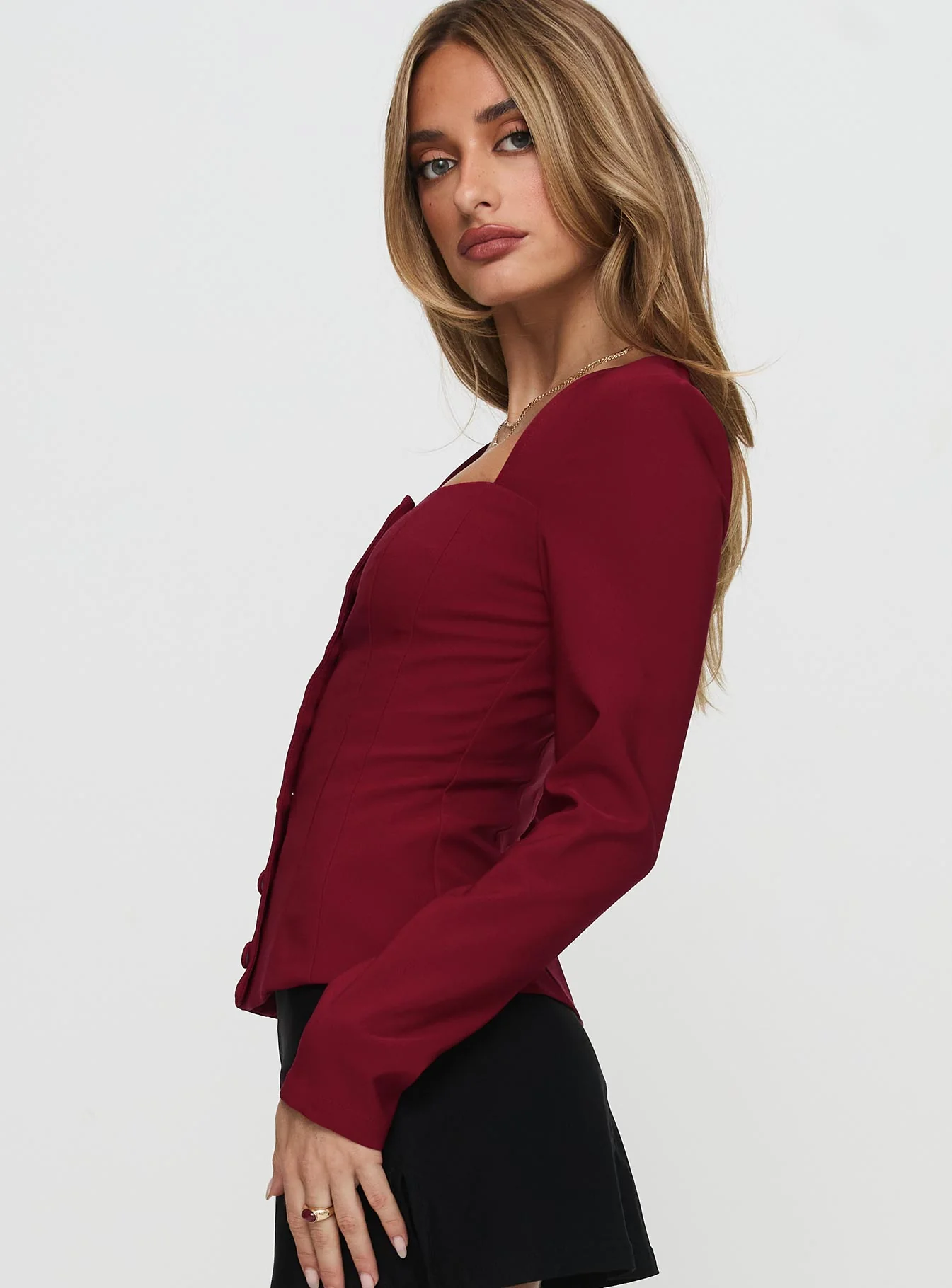 Gaskin Long Sleeve Top Burgundy