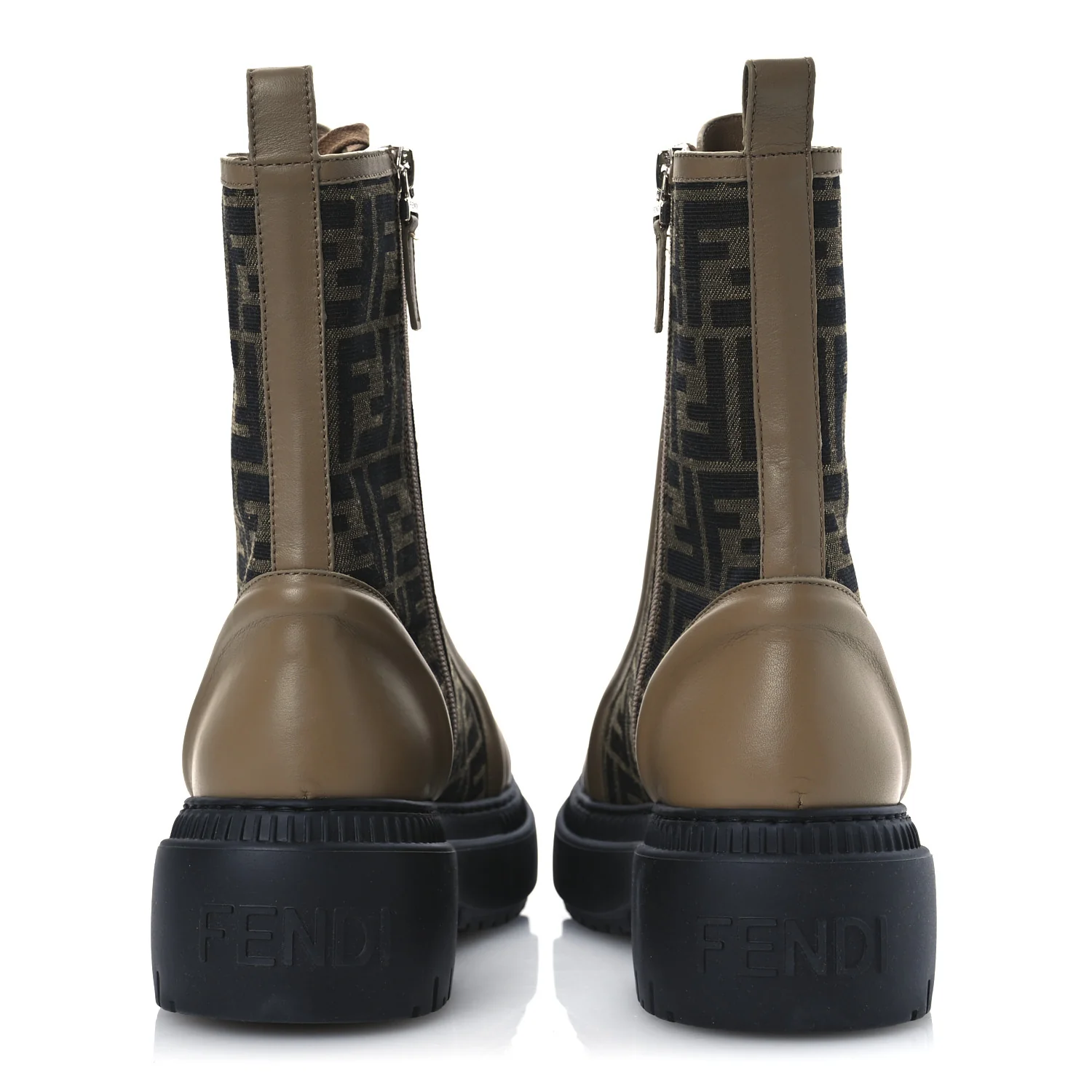 Fabric Jacquard Vitello FF Domino 50mm Biker Boots 41 Tobacco Black Sand - Top Club