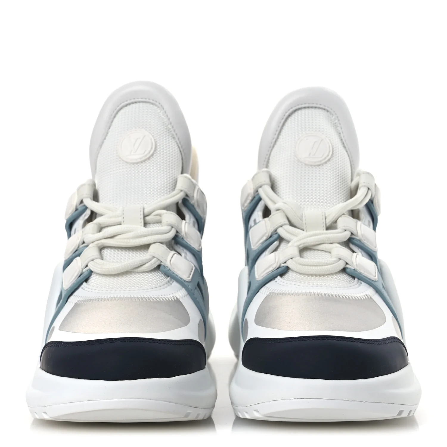 Calfskin Technical Nylon LV Archlight Sneakers 38 White Blue Gris - Top Club