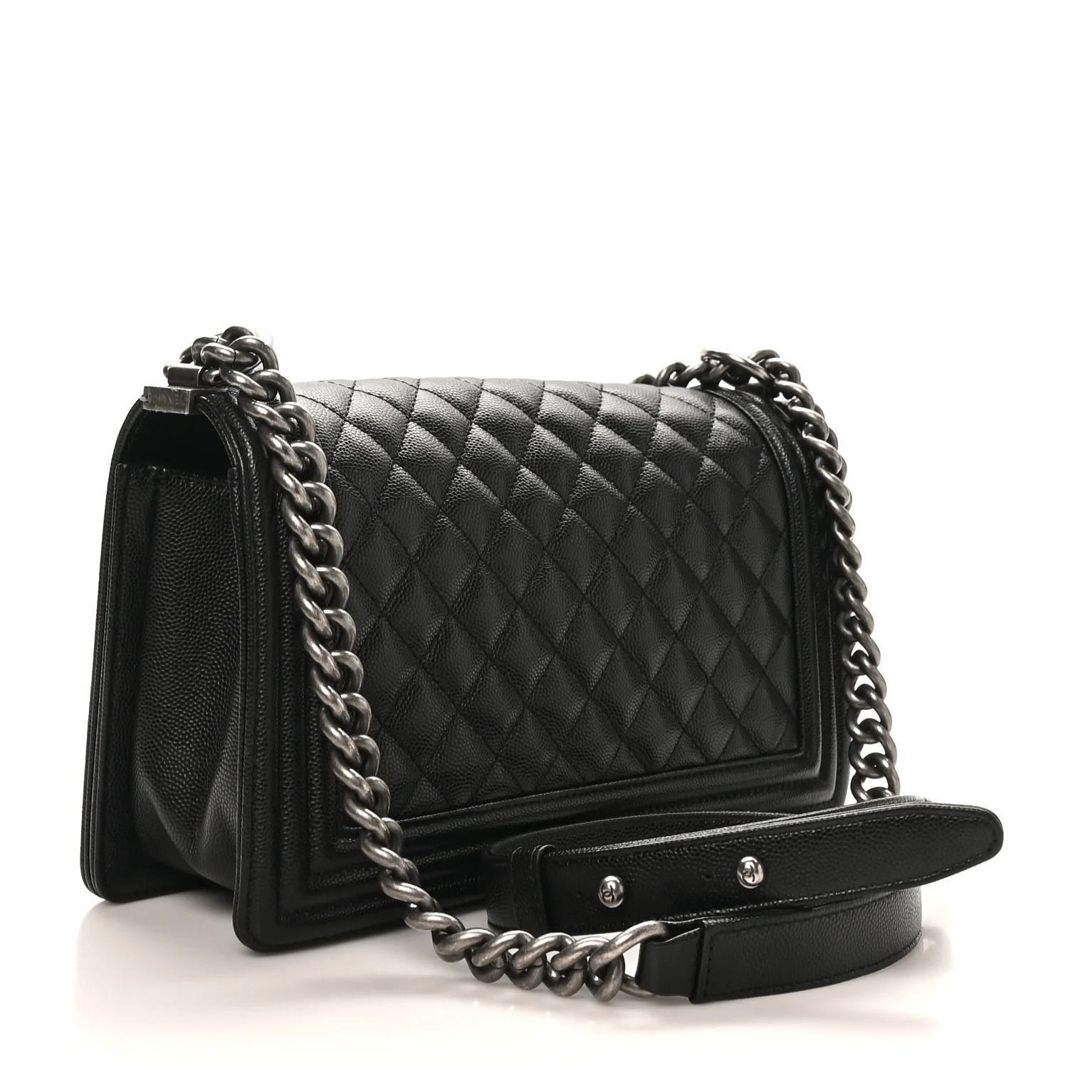 Caviar Quilted Medium Boy Flap Black - Top Club