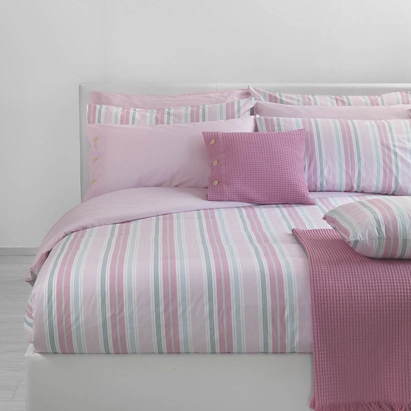 Lenzuolo Copriletto Con Federe In Percalle Duke 250X290 + 2 Federe Rosa Bellora