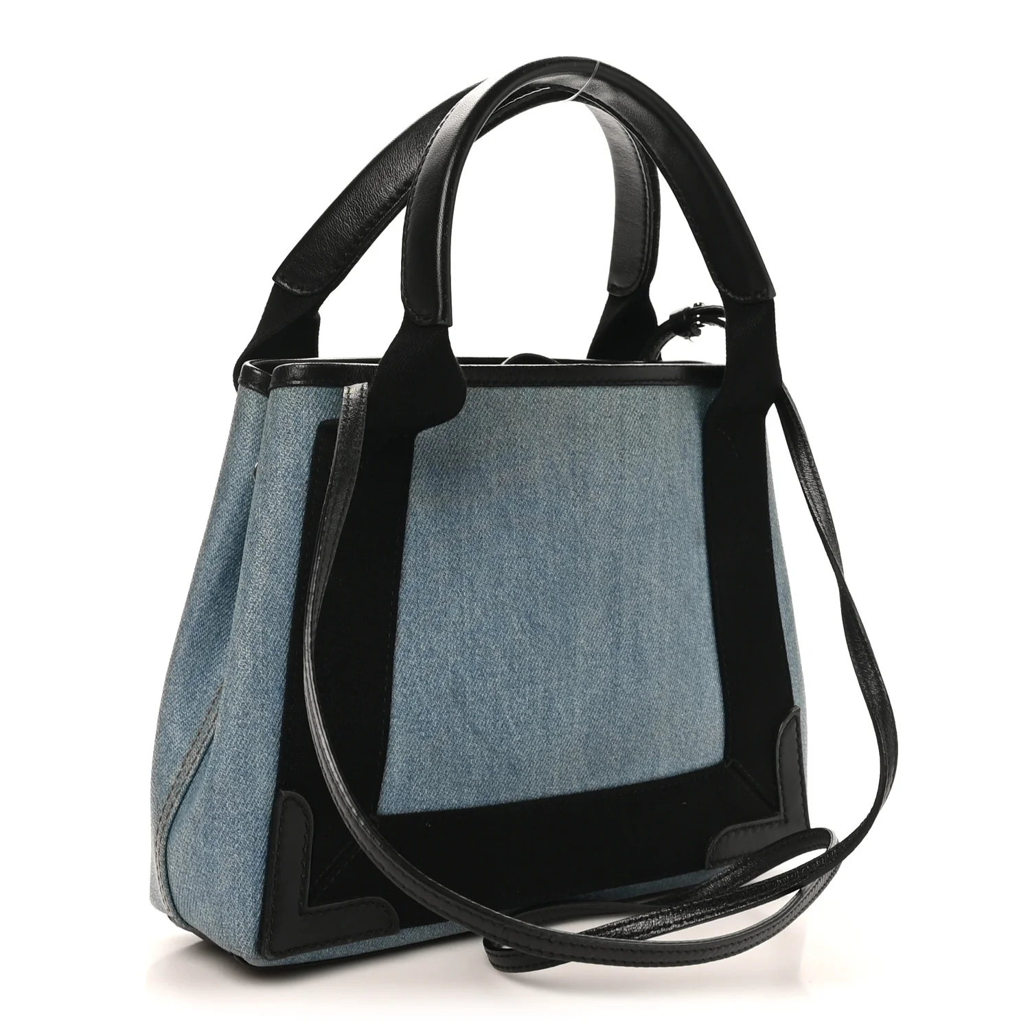 Denim  Fabric Satin Calfskin Navy Cabas XS Blue Black - Top Club