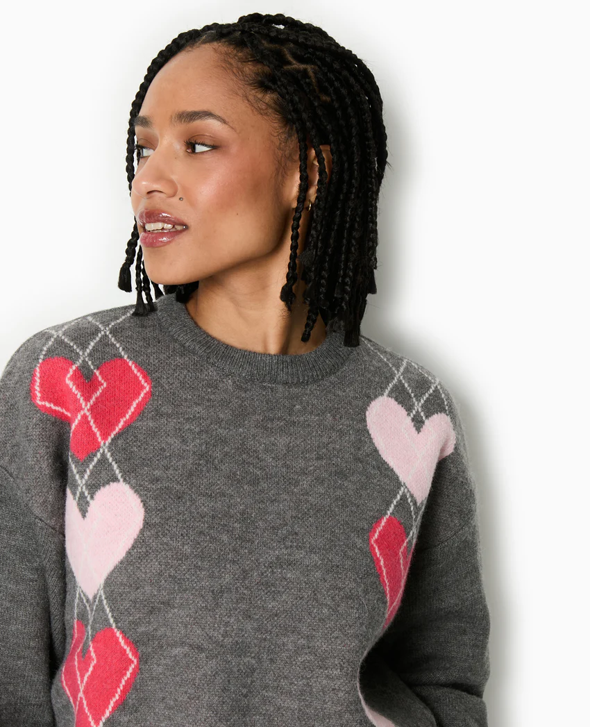 Pimkie Pull col rond motif jacquard et cœurs