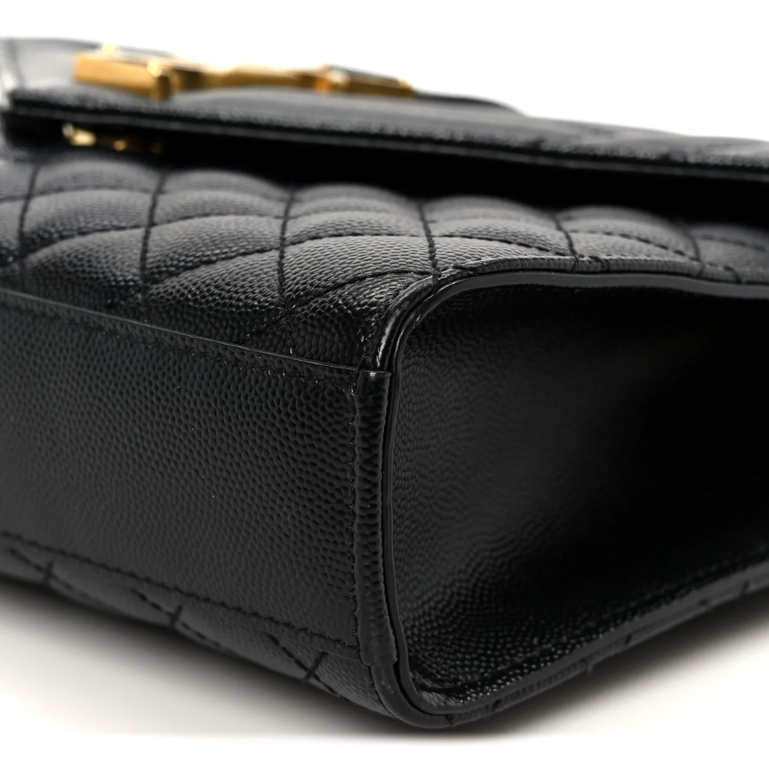 Grain De Poudre Textured Mixed Matelasse Triquilt Medium Monogram Satchel Black - Top Club