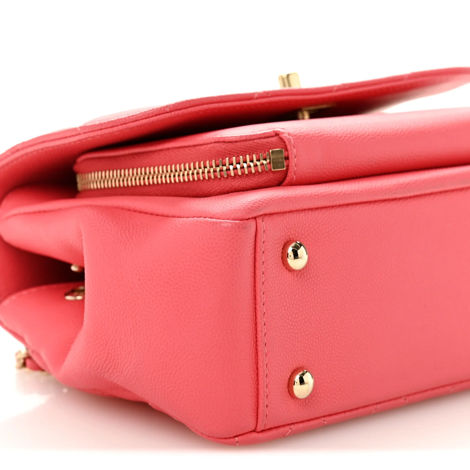 Caviar Quilted Small Business Affinity Flap Coral - Top Club