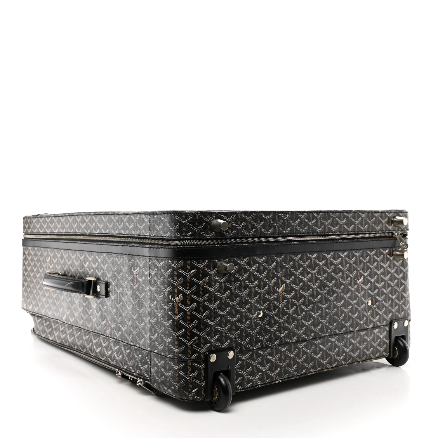 Goyardine Trolley Rolling Suitcase MM Black - Top Club