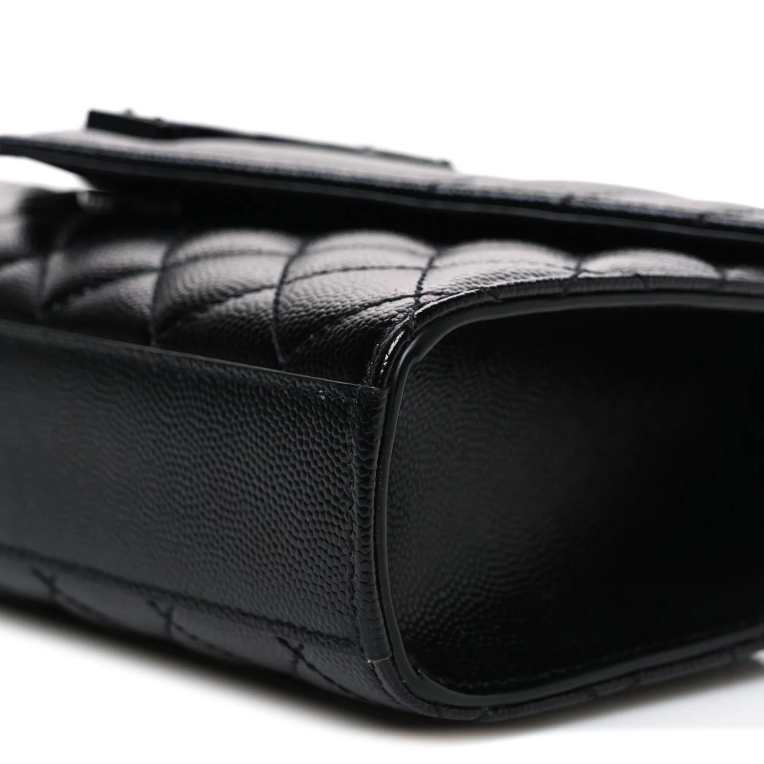 Grain De Poudre Textured Mixed Matelasse Triquilt Small Monogram Monochrome Satchel Black - Top Club
