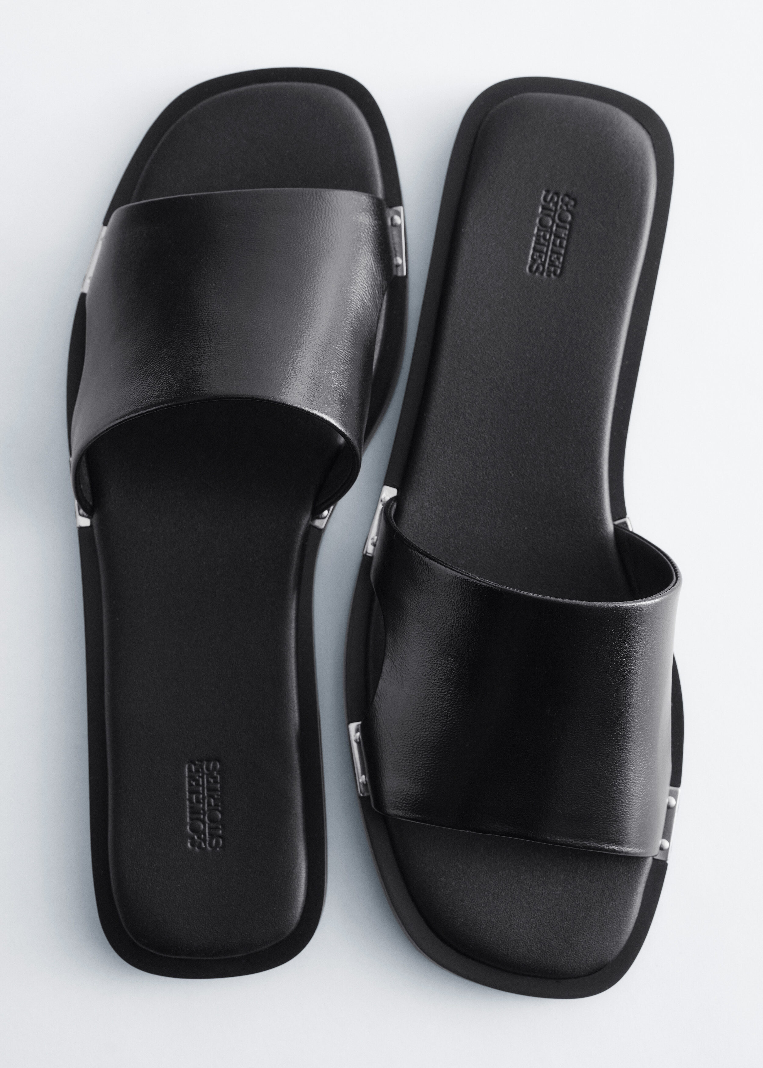& Other Stories METAL-DETAIL LEATHER SLIDES