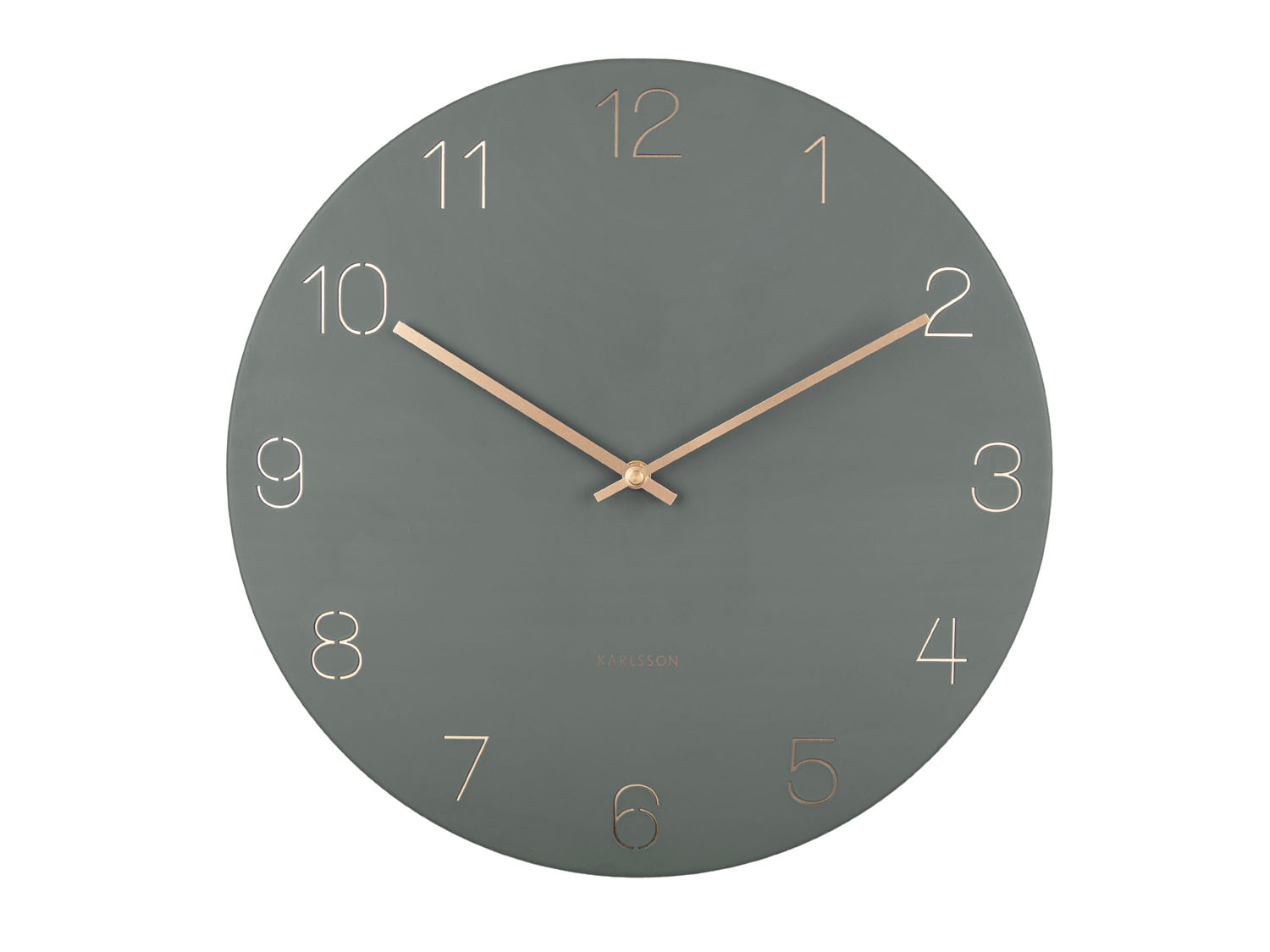 Wall clock Charm engraved numbers jungle green