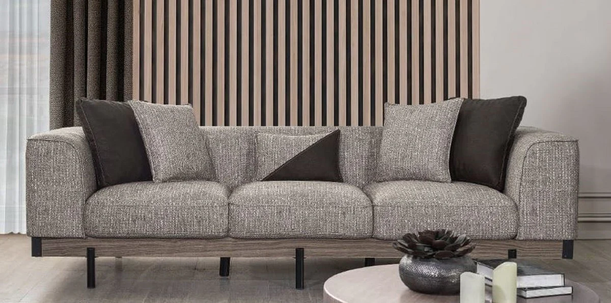 Luxury 4-seater sofa gray / brown / black 270 x 96 x H. 75 cm - living room sofa - hotel sofa - living room furniture - hotel furniture - luxury furniture - luxury furnishings - living room furnishings