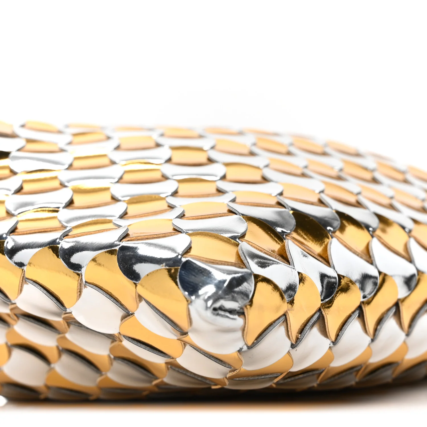 Metallic Lambskin Intrecciato Mini Hop Silver Gold - Top Club