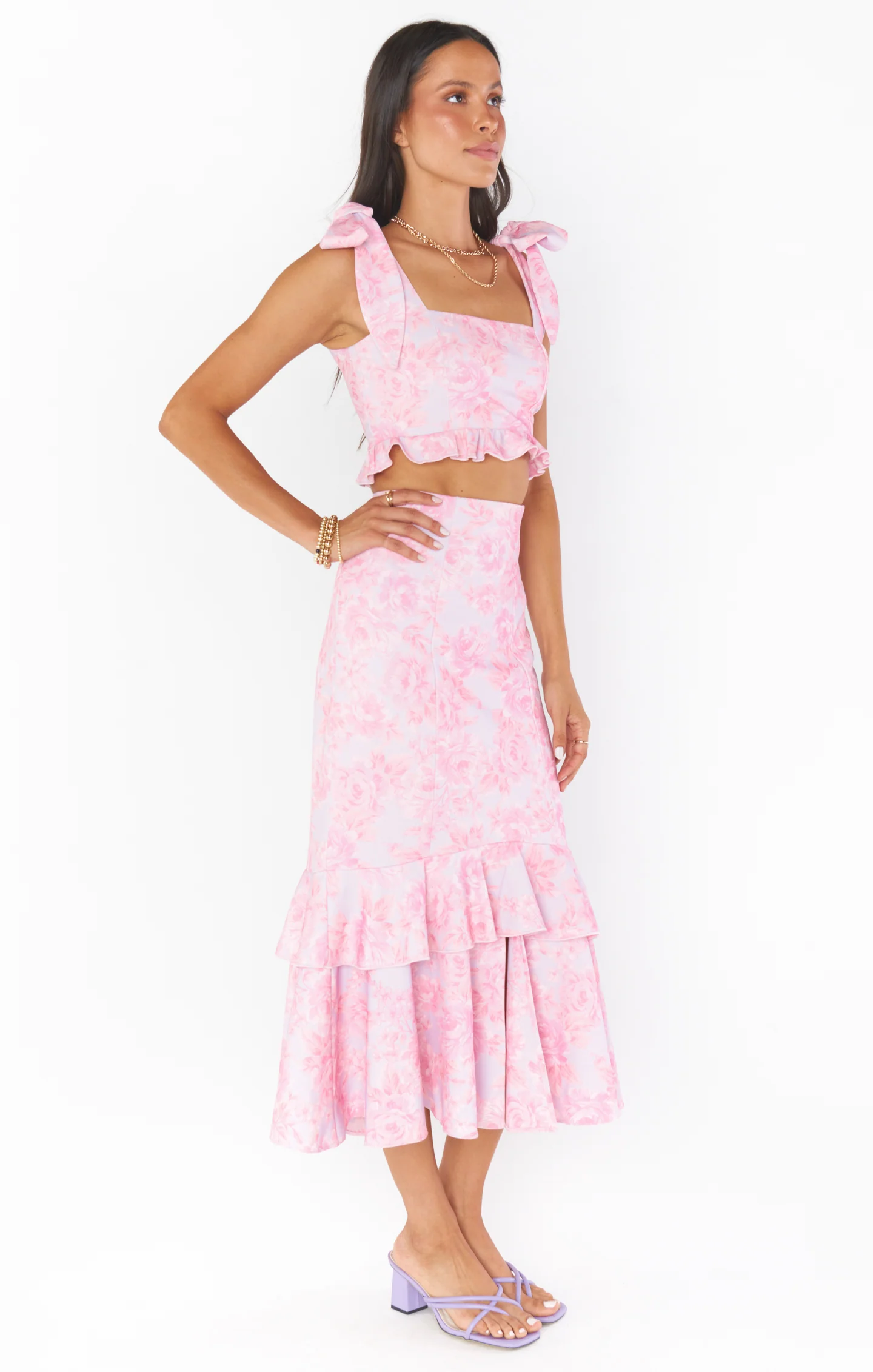 Dutchess Ruffle Skirt ~ Blushing Floral Stretch