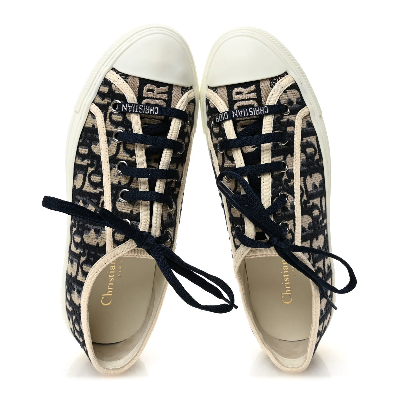 Canvas Oblique Walk'N'Dior Low Top Sneakers 38.5 Deep Blue