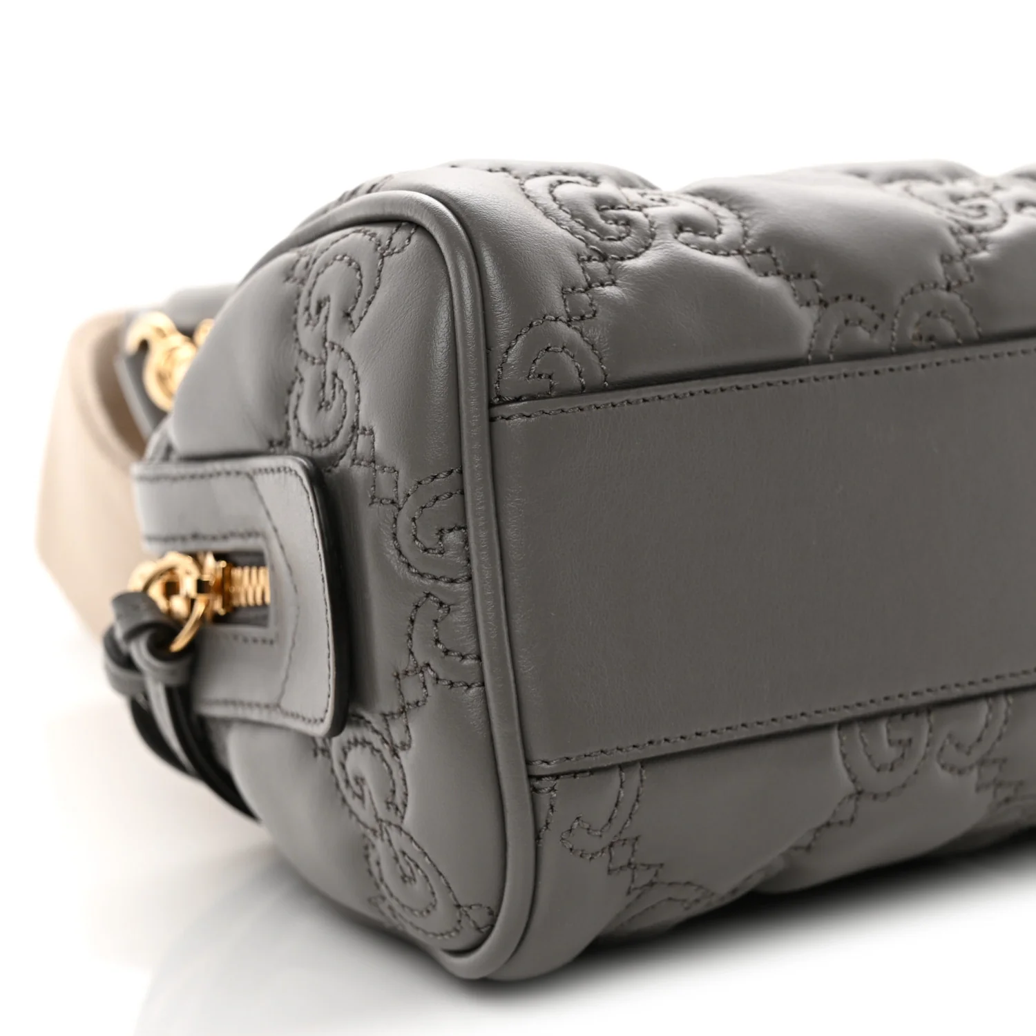 Calfskin GG Matelasse Mini Bowler Bag Dusty Grey Natural - Top Club