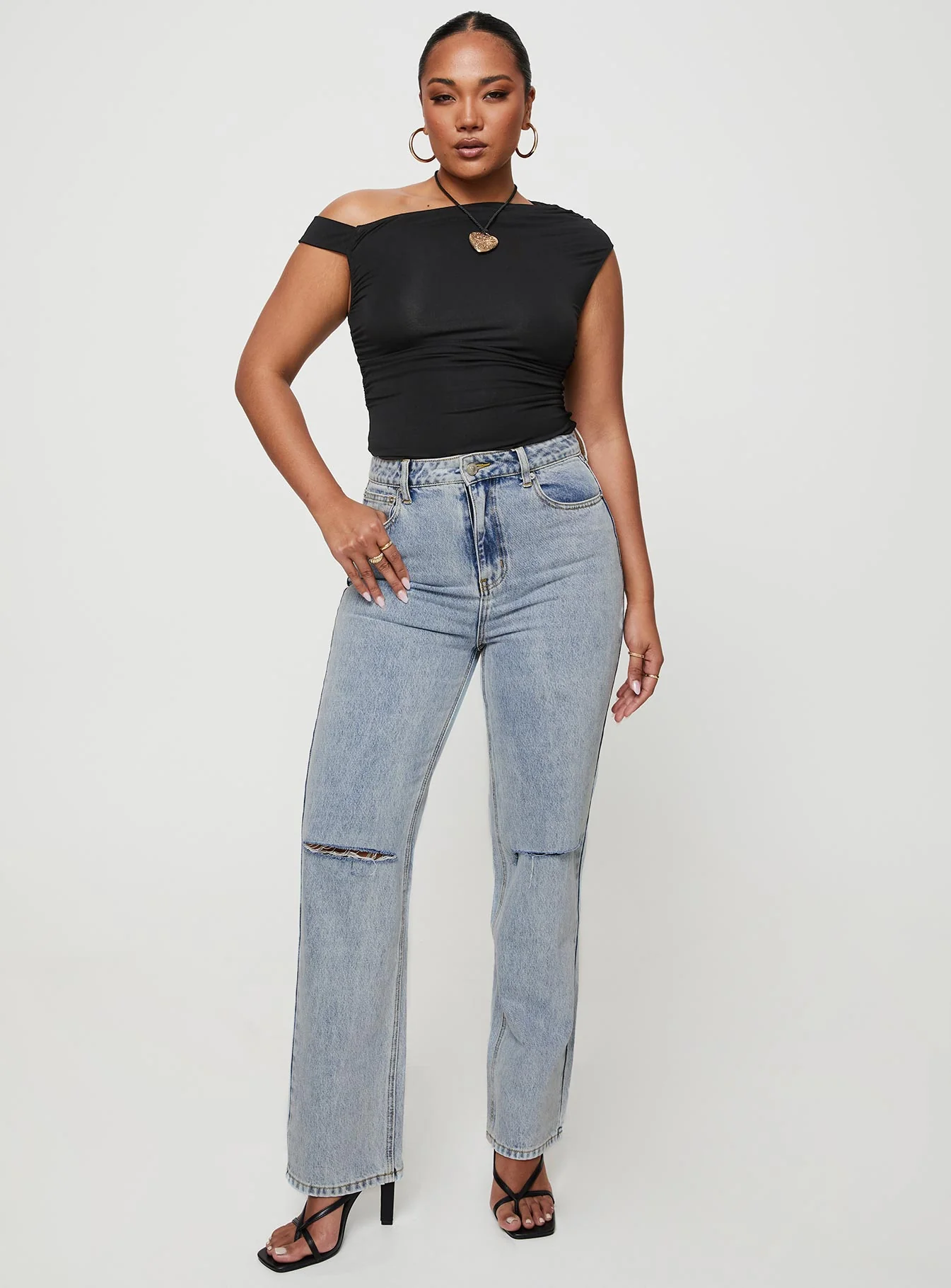 Holland High Rise Straight Leg Jeans Denim