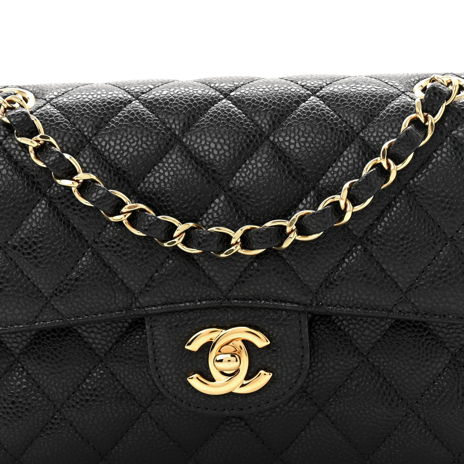 Caviar Quilted Small Double Flap Black - Top Club
