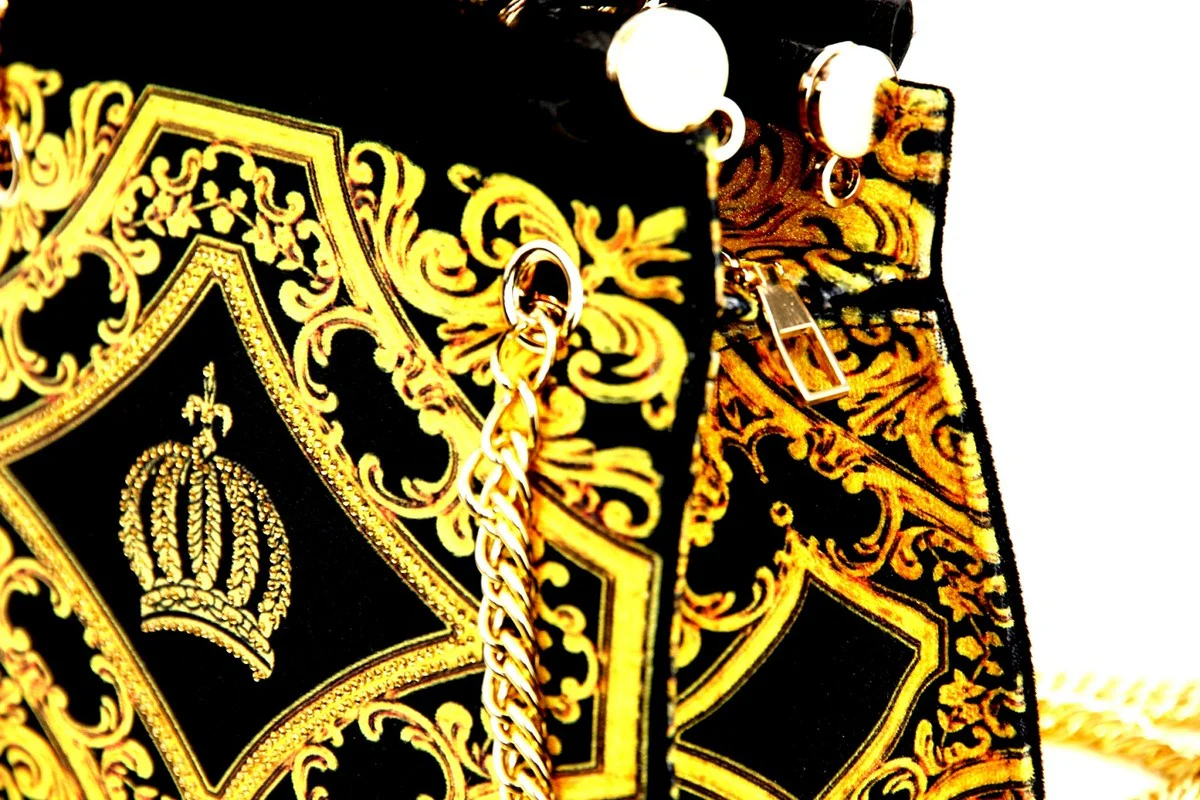 Pompöös by Luxus women's handbag crown and rhinestones black / gold 25 x H. 20 cm - designed by Harald Glööckler