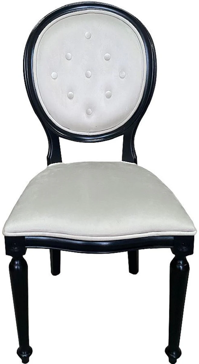 Baroque Dining Room Chair Cream / Black - Handcrafted Antique Style Chair - Magnificent Dining Room Furniture in Baroque Style