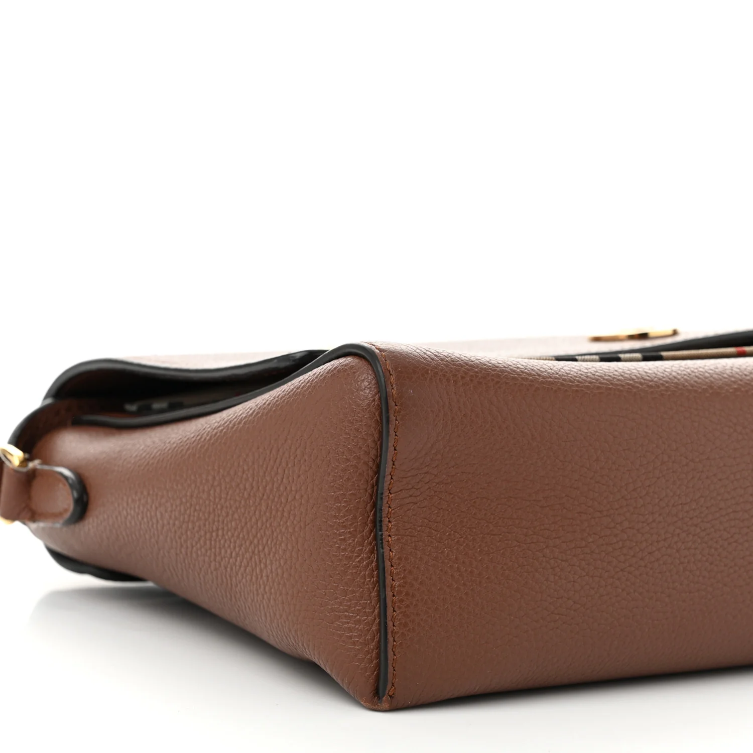 Grainy Calfskin Vintage Check Note Crossbody Bag Malt Brown - Top Club
