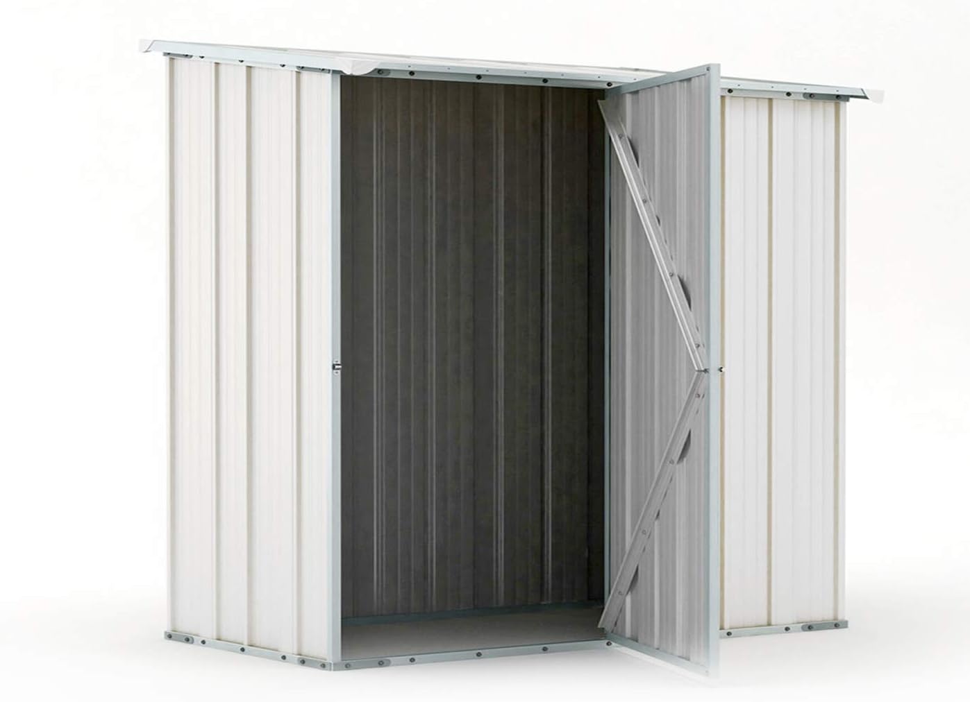 Box in Acciaio Zincato Casetta da Giardino in Lamiera 1.74 x 1.00 m x h1.82 m - 43 KG – 1,74 metri quadri (Bianco)